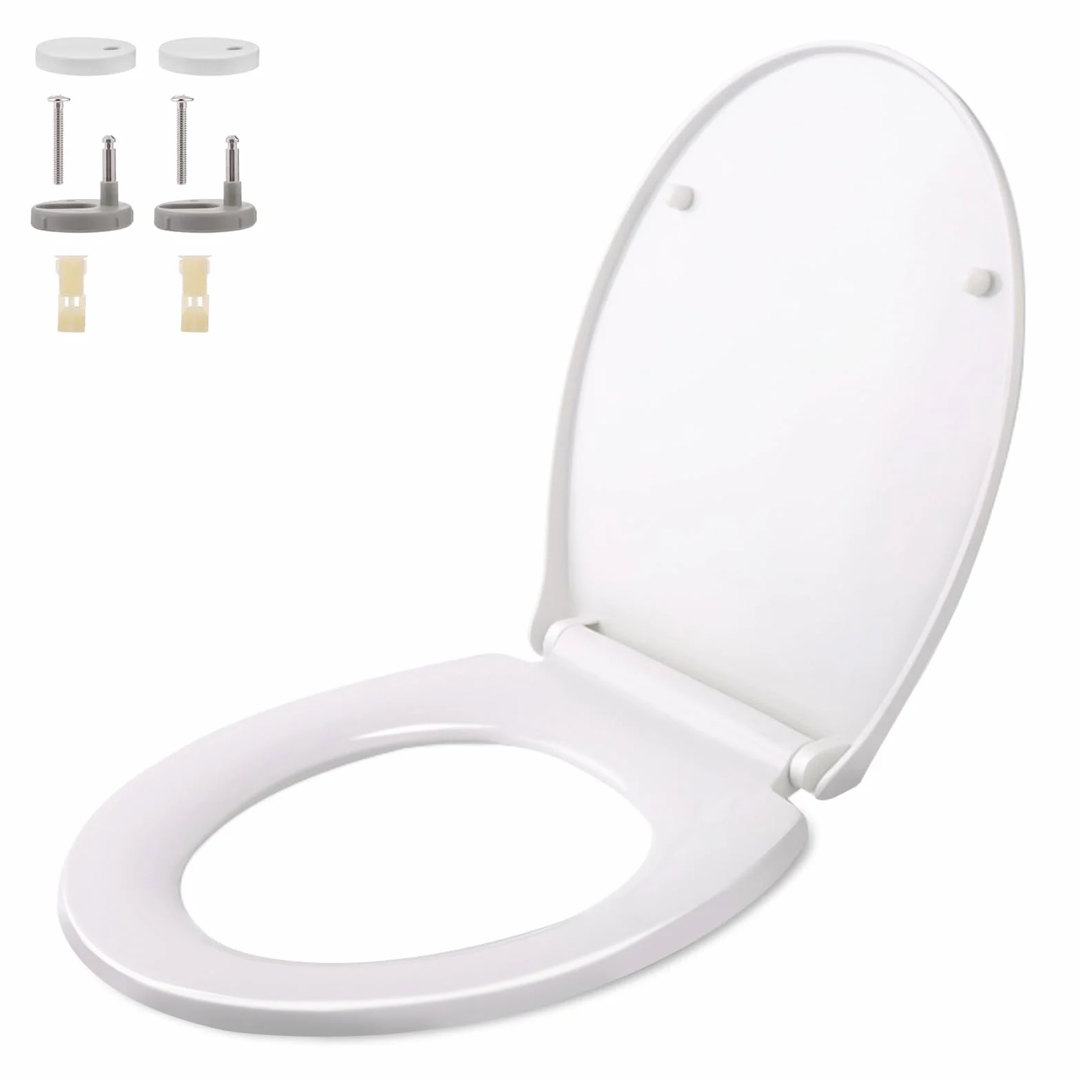 Himimi Pokrywa WC amortyzowana uniwersalny zamek szybki zwalnianie plastik antybakteryjny biały U-kształtna 45.2x39.29x6.2 cm