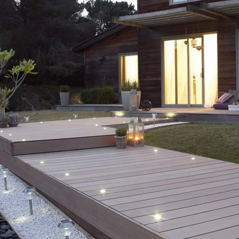 12 x zewnętrzne wpuszczane reflektory LED, wodoszczelne IP67, wpuszczane reflektory tarasowe, drewno sufitowe, 0,6 W DC12V ciepłe białe światło, zestaw mini lampy drogowej