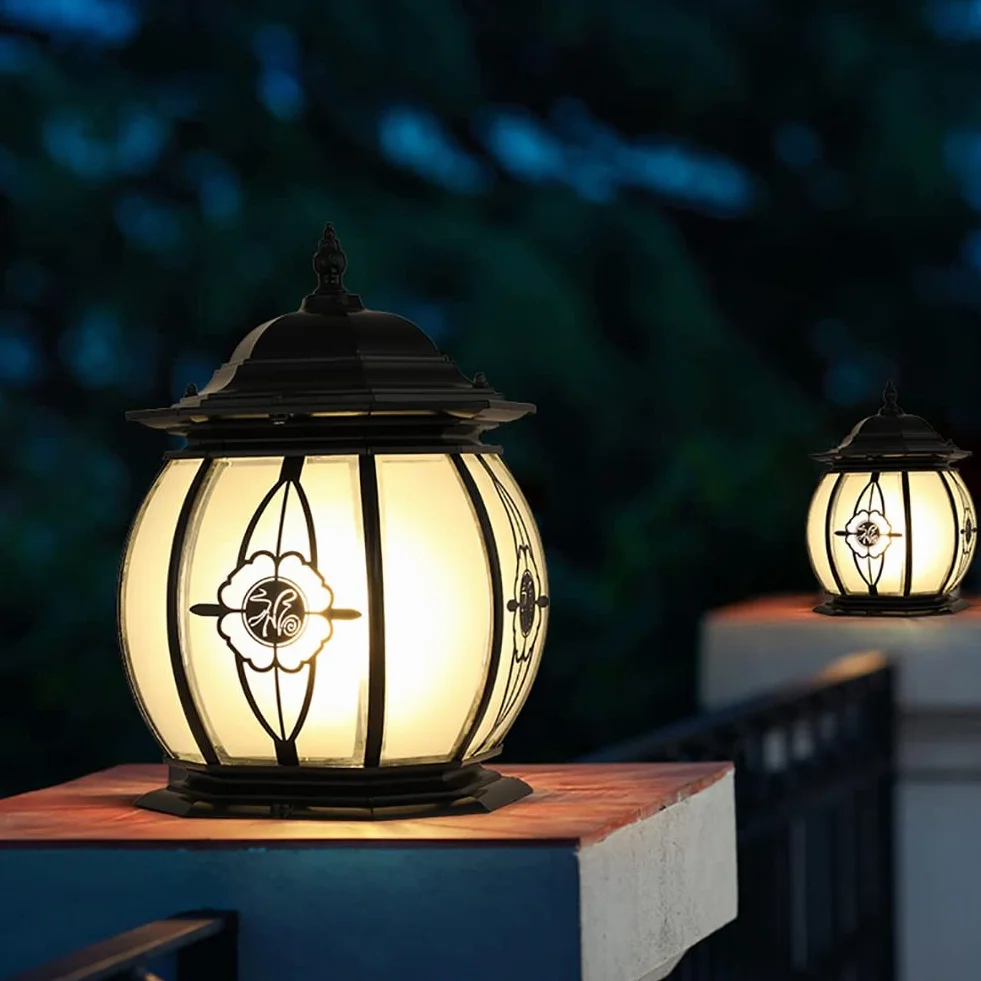 Lampy słupkowe na zewnątrz, oświetlenie ogrodowe, oświetlenie talii, solarne światła słupkowe, zewnętrzne, ogrodowe, wodoodporne, solarne światło ogrodzeniowe, LED, światło słupkowe, na słupki, taras, ogrodzenie, filar, ścieżkę (kolor: czarny, rozmiar: