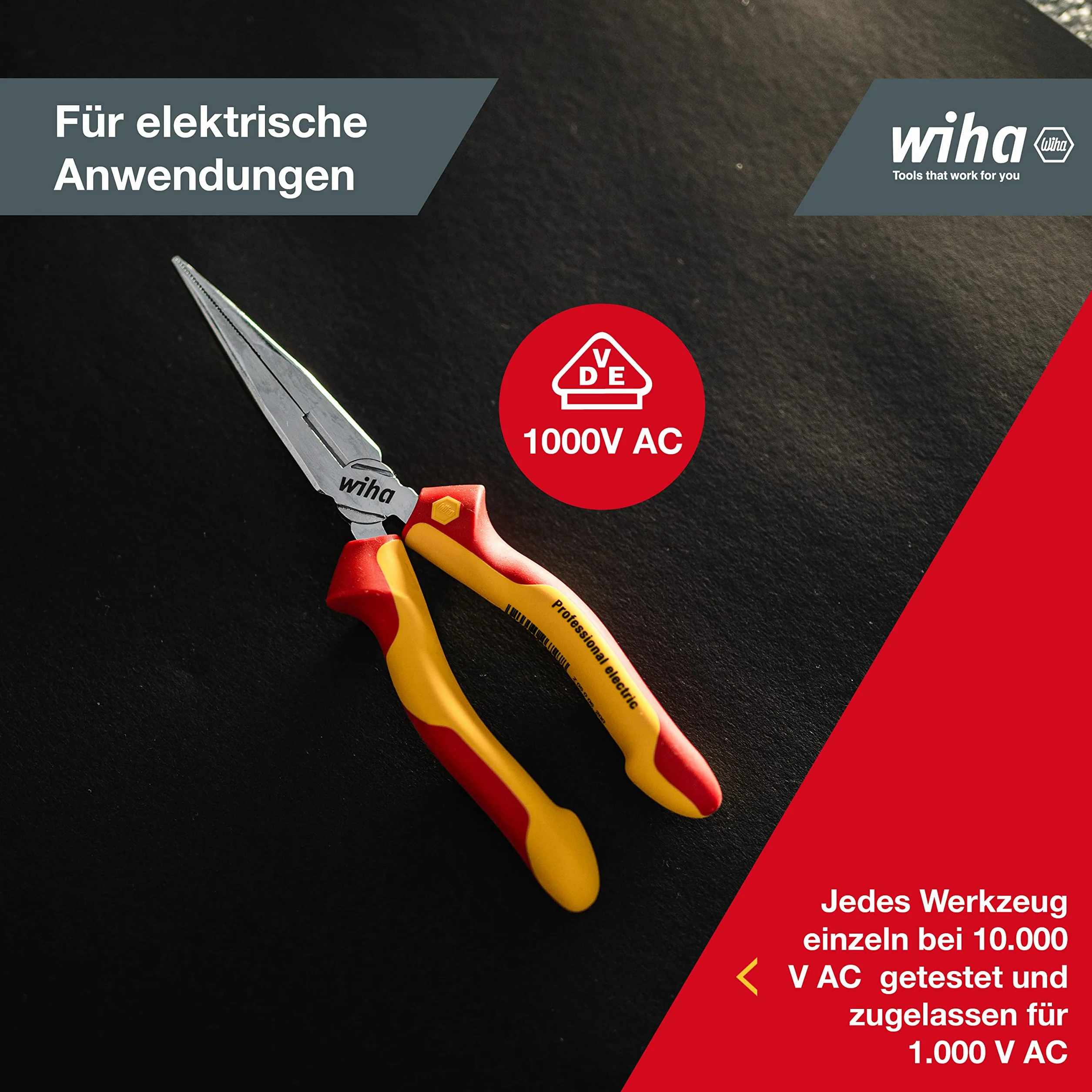 Wiha Szczypce płaskie okrągłe Professional electric 200 mm VDE