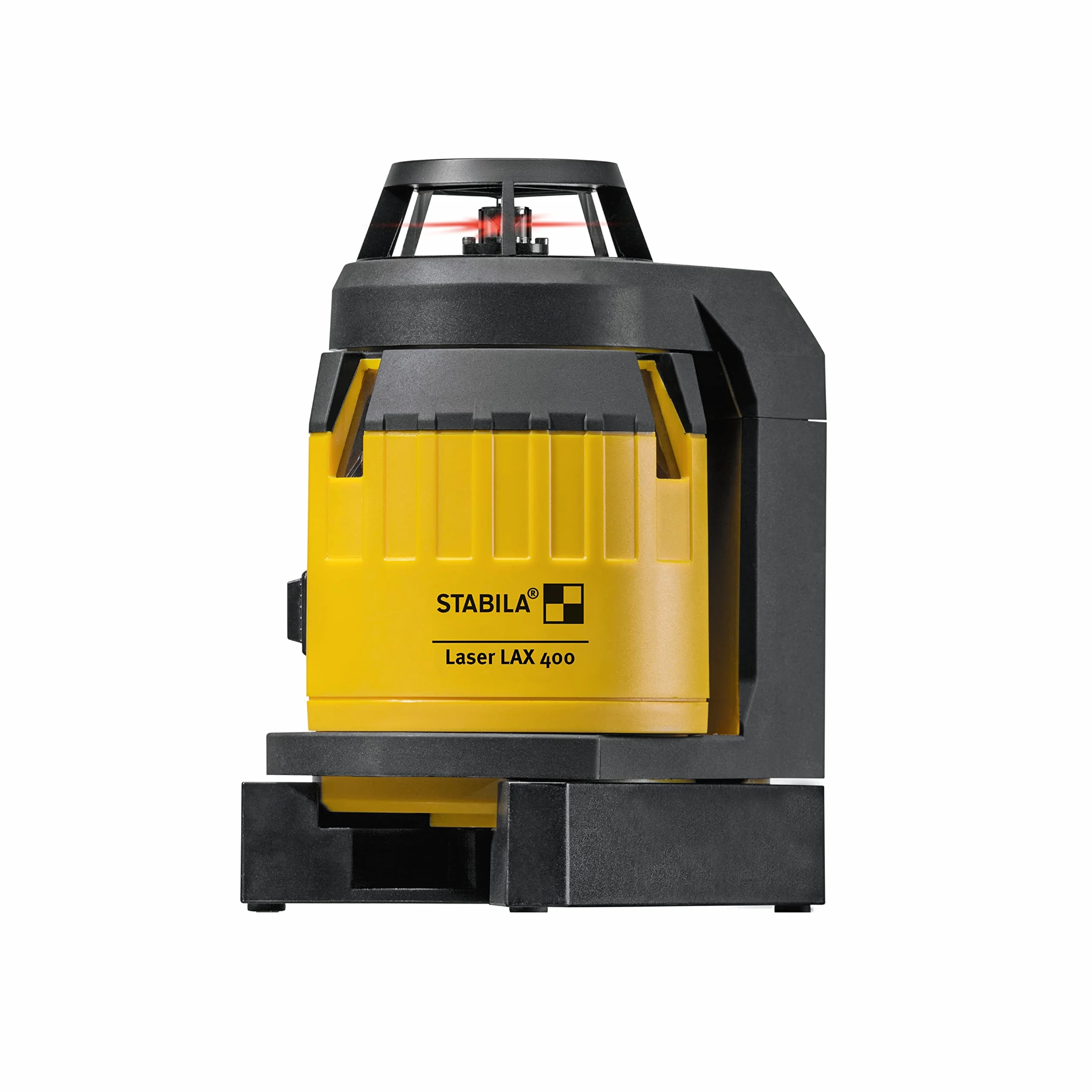 STABILA Laser krzyżowy LAX 400, samopoziomujący, 360°-poziomy, 2 linie pionowe, funkcja pionu, zasięg (widoczna linia): 20 m, laserowa podpórka teleskopowa, walizka do przenoszenia, żółta, czarna