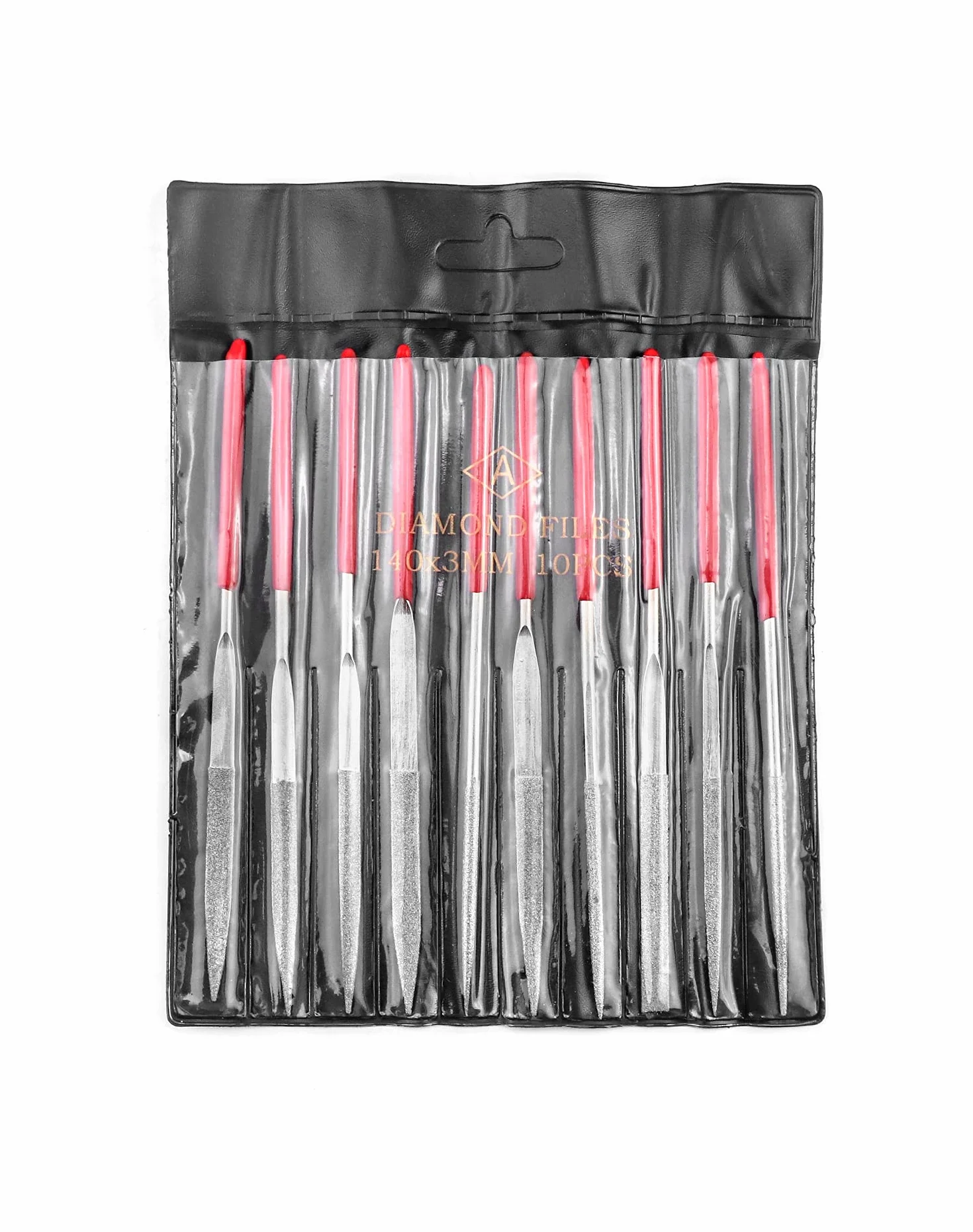 QWORK® Zestaw pilników diamentowych, pilniki igiełkowe 3mmx140mm Mini pilniki diamentowe do miękkiego metalu, drewna, kamienia, plastiku, 10 szt.