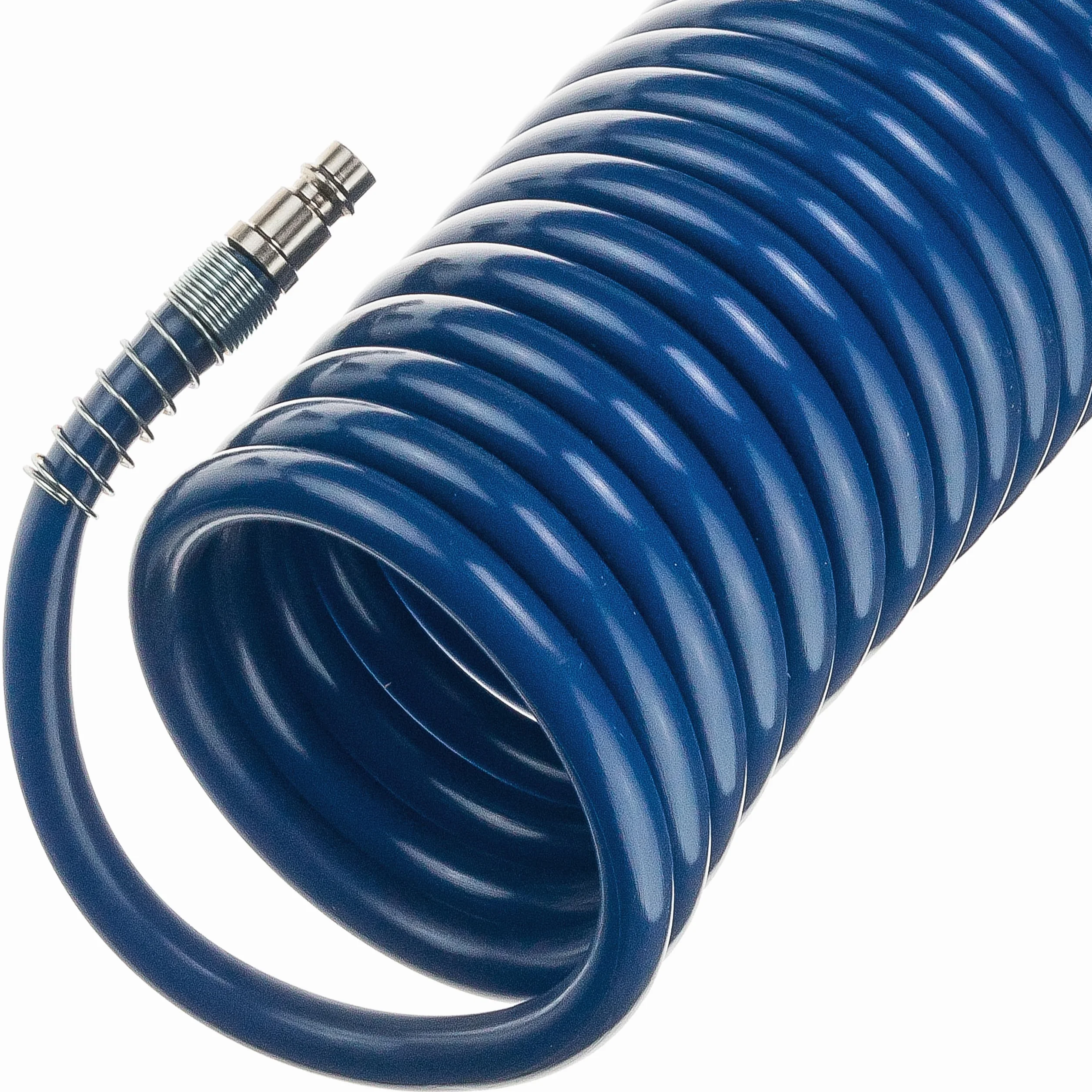Wąż pneumatyczny SP-PE 15 m, elastyczny wąż spiralny Ø 8/12 mm, wąż powietrza PE, maks. ciśnienie 10 bar, z zabezpieczeniem przed zagięciem i szybkozłączką, do garażu i warsztatu