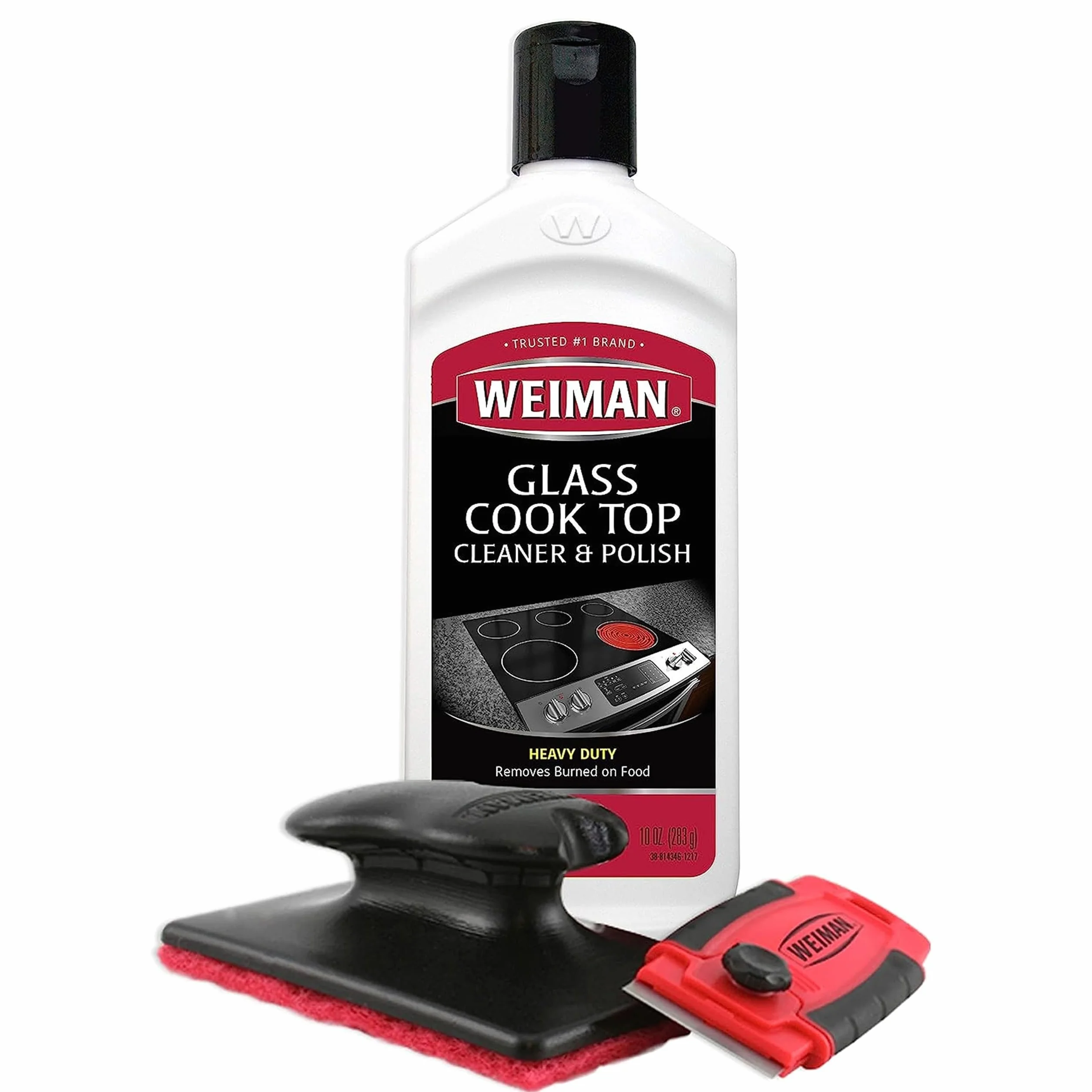 Weiman Glass Cook Top Cleaner and Polish - Zestaw do czyszczenia płyt kuchennych z gąbką do szorowania - 300 ml
