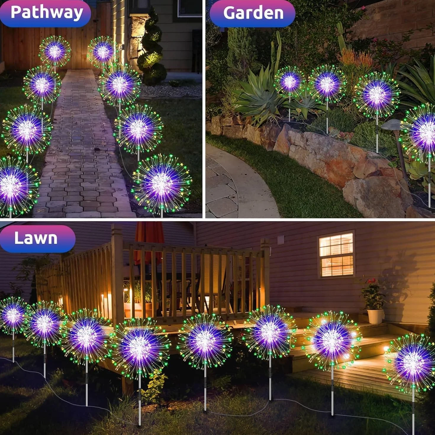 yowin Zestaw 4 lamp solarnych LED 120 diod, mniszek lekarski, 8 trybów, odporna na warunki atmosferyczne