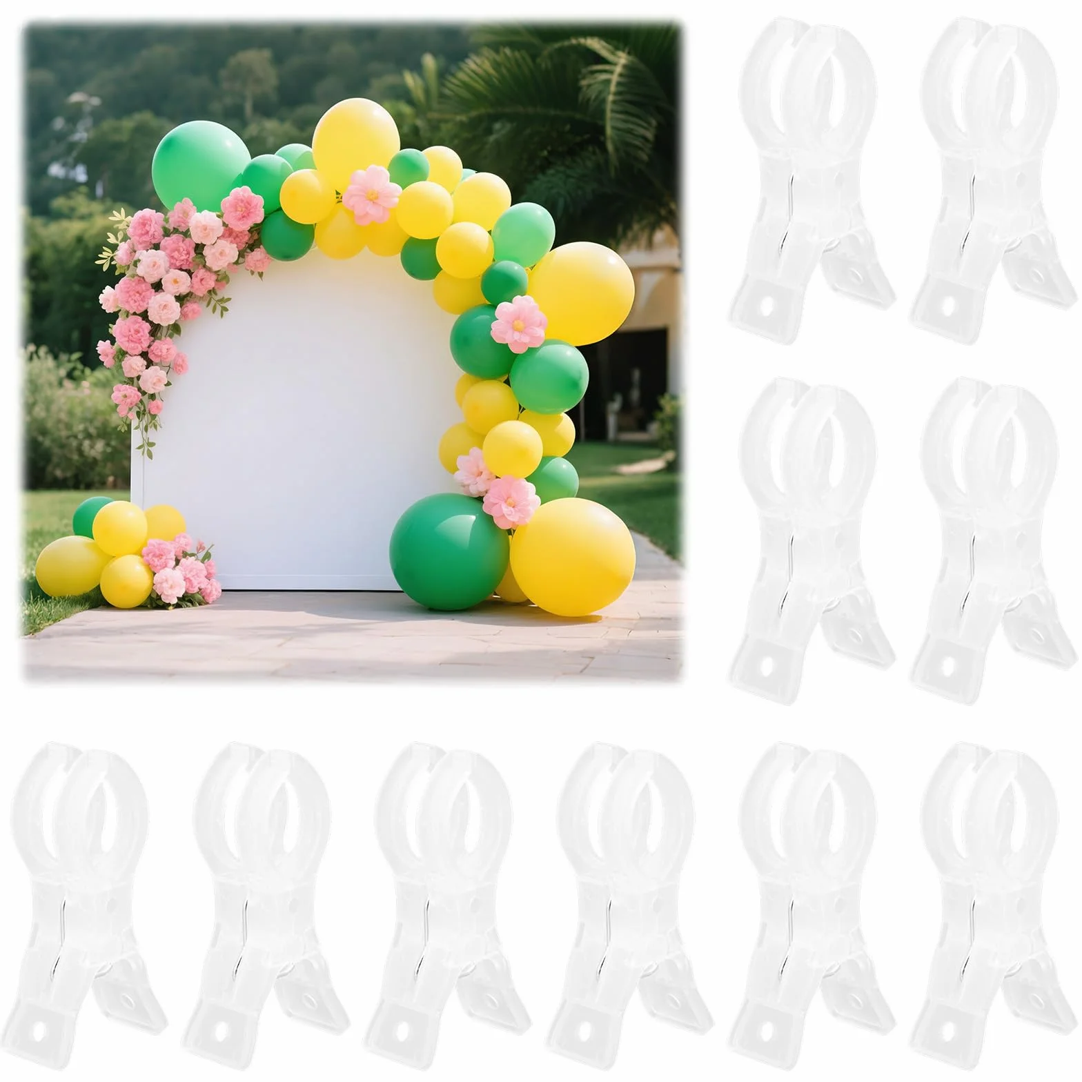 10szt Klipsów Łuków Balonowych, Trwałe Duże Przezroczyste Klipsy Łuków Balonowych Praktyczne Zaciski Wieszaków na Ubrania na Urodziny Wesele do Studia Fotograficznego Artykuły Dekoracyjne
