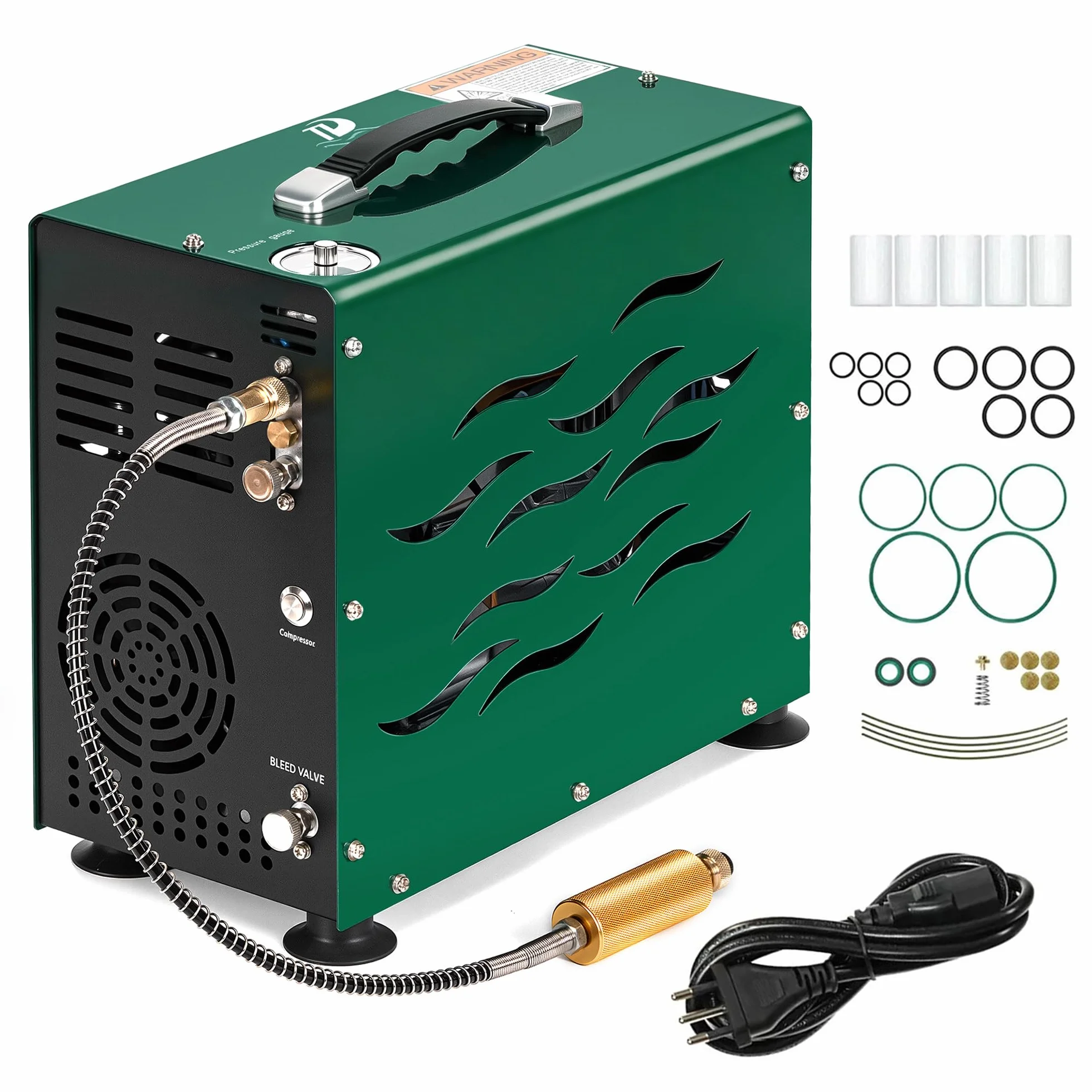 TUDIVING-300Bar Kompresor nurkowy, 800W dwucylindrowy kompresor powietrza PCP, kompresor wysokociśnieniowy z automatycznym zatrzymaniem, kompresor do nurkowania do napełniania 2L zbiornika nurkowego