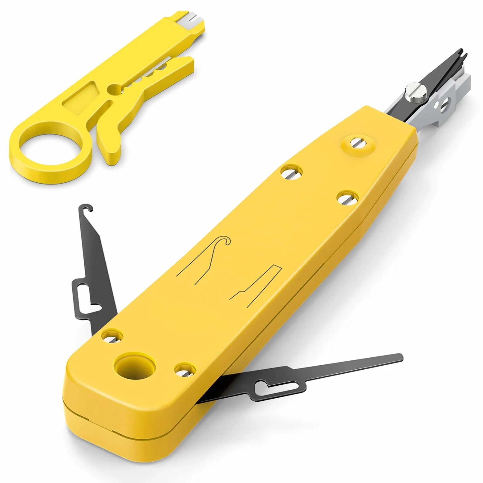 Narzędzie do dziurkowania, narzędzie Ethernet Punchdown Krone do gniazda RJ45 Cat5/Cat6/Ca6A kabel telefoniczny RJ11 profesjonalne narzędzia do wkładania zacisków z hakiem do ściągania izolacji