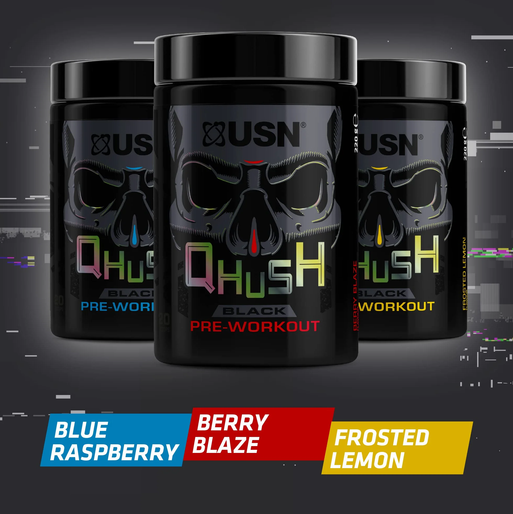 USN QHUSH Pre-Workout Blue Raspberry 20 Serv