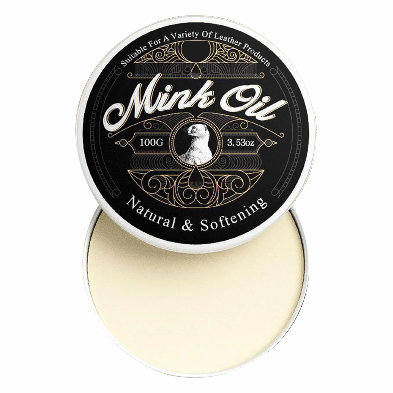 Mink Oil for Leather - Leather Care Cleaner, All-Natural Moisturizing Paste 100g for Bags, Boots, Shoes, Clothing, Sofas, Leathers Accessories, Cleaning Supplies