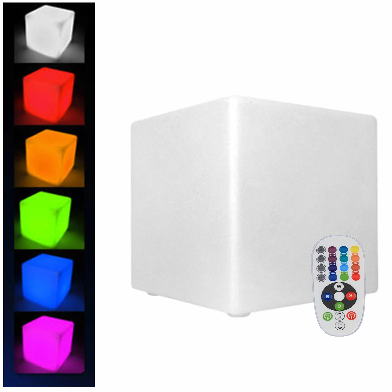 Kostka LED do użytku na zewnątrz z pilotem zdalnego sterowania – stołek RGB, zmiana kolorów, 16 kolorów, kostka do siedzenia i designerskie oświetlenie Cube, świecąca kostka jako siedzisko i