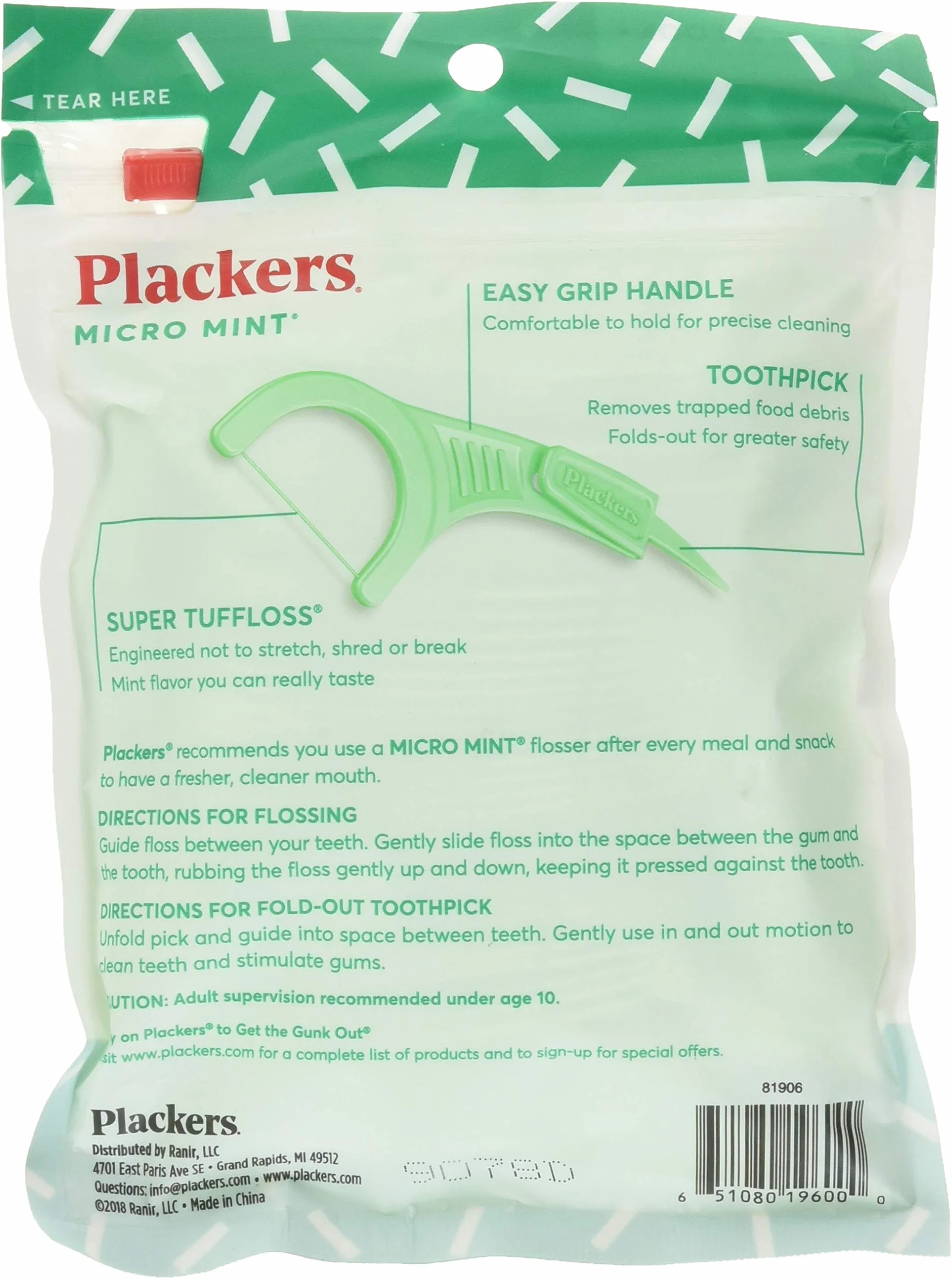 Plackers Nici dentystyczne mikro miętowe - 90 sztuk