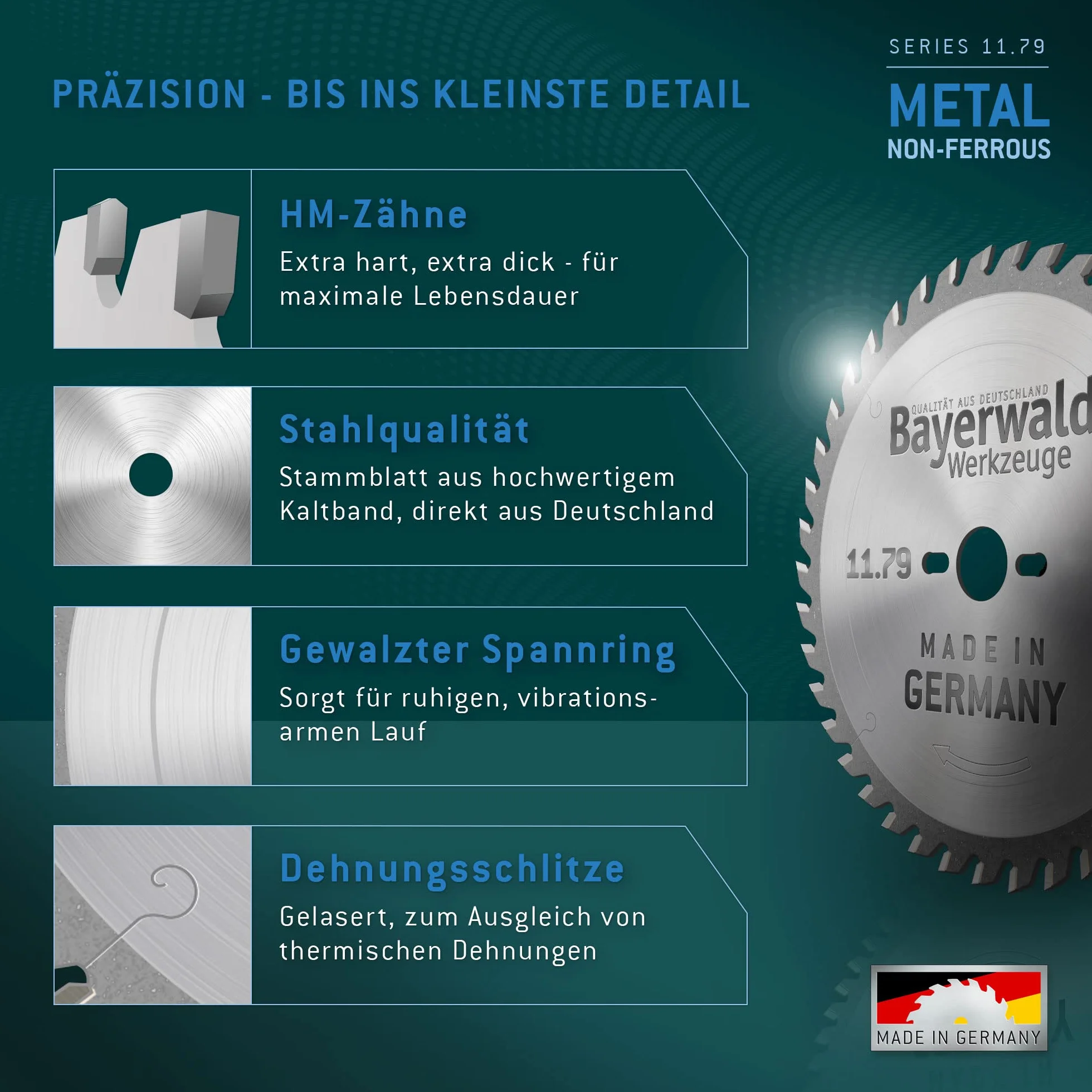 Bayerwald, seria 11.79, tarcza do piły tarczowej HM, trapezowe ząbki płaskie, do metali nieżelaznych i tworzyw sztucznych Ø 160 mm x 20 mm x 48 Z