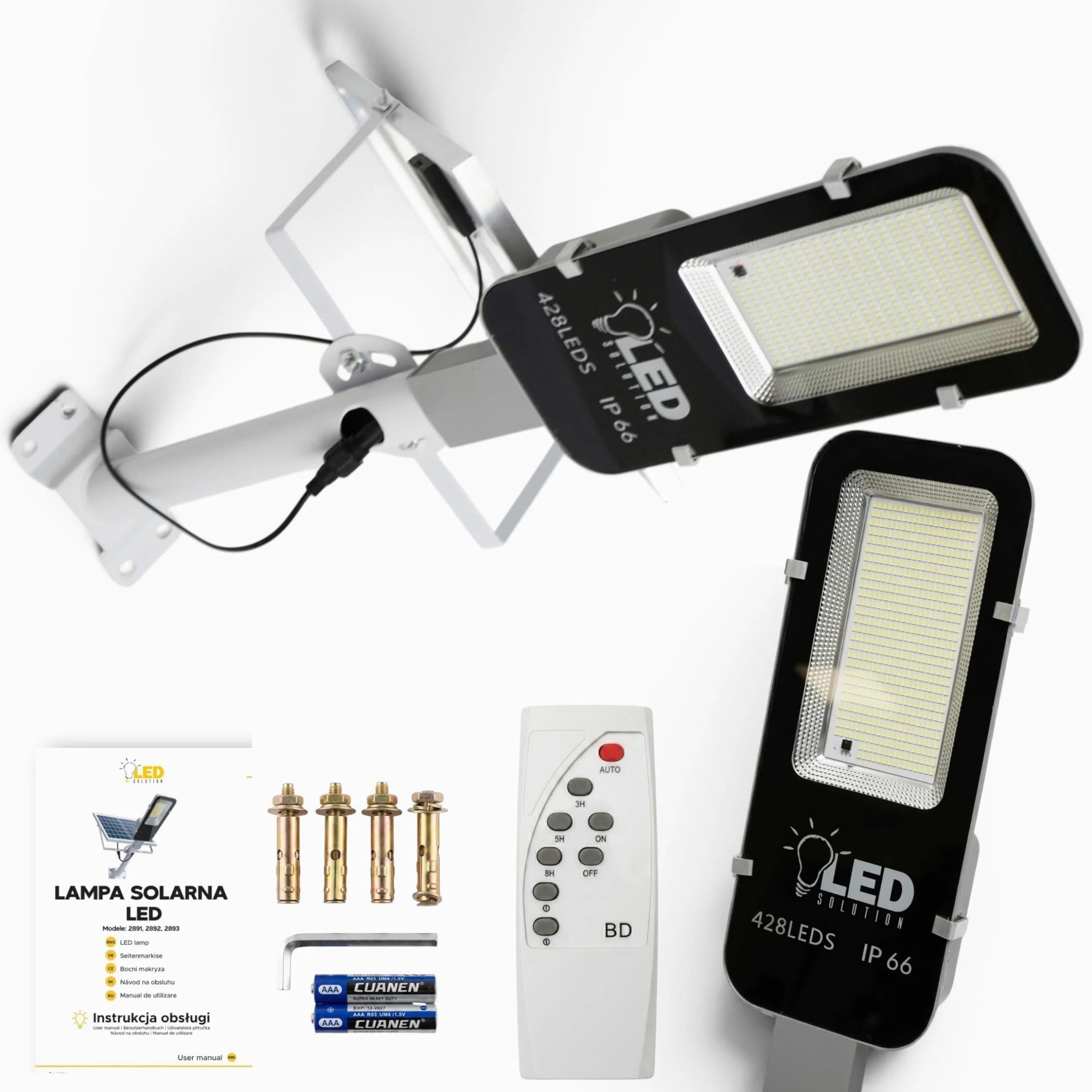 ZOLTA Solarna Lampa Uliczna 1600 – Zewnętrzna Lampa Solarna LED do Ogrodu i Podjazdu