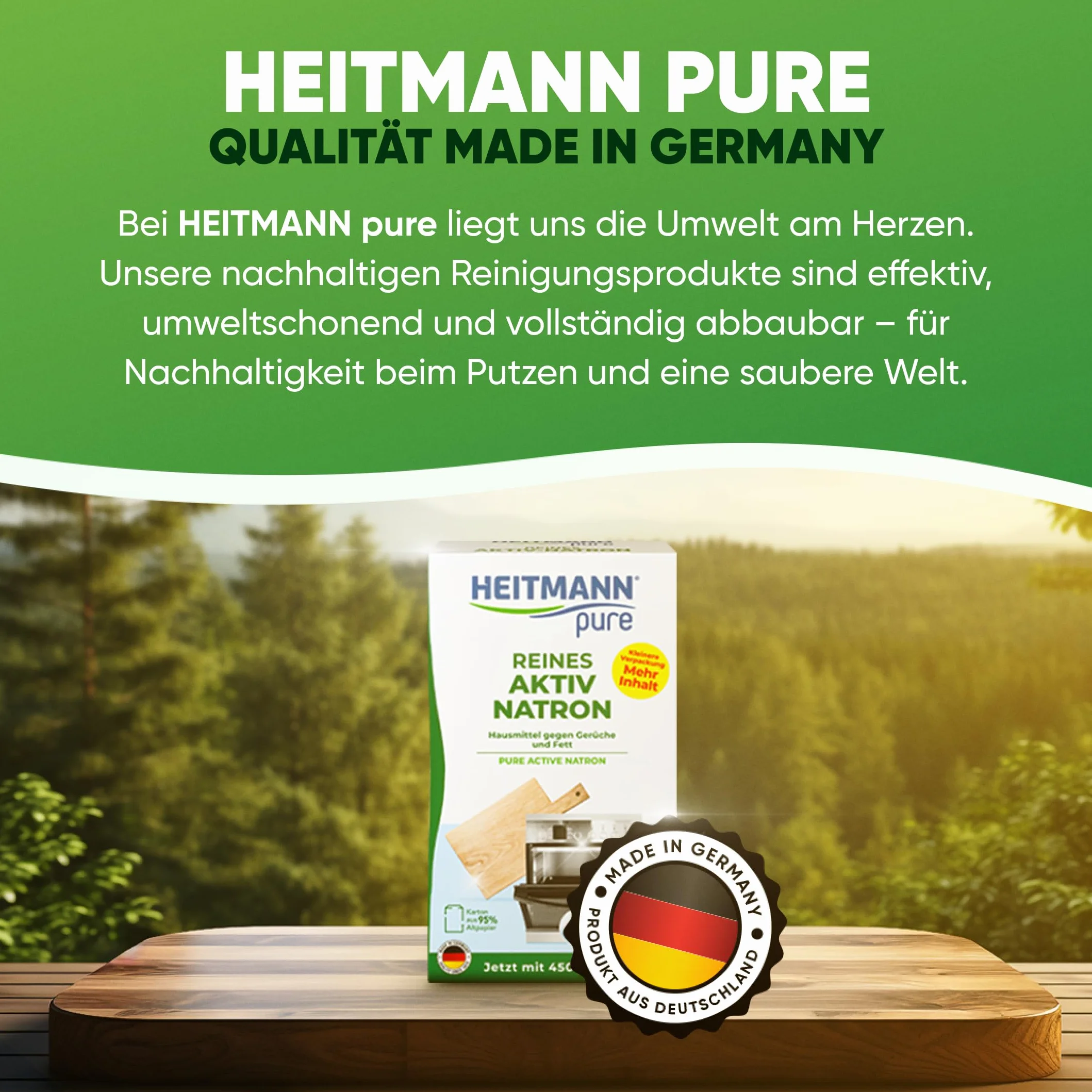 HEITMANN pure Czysta aktywna soda | niezawodnie usuwa tłuszcz, zapachy i plamy w całym gospodarstwie domowym | 450 g