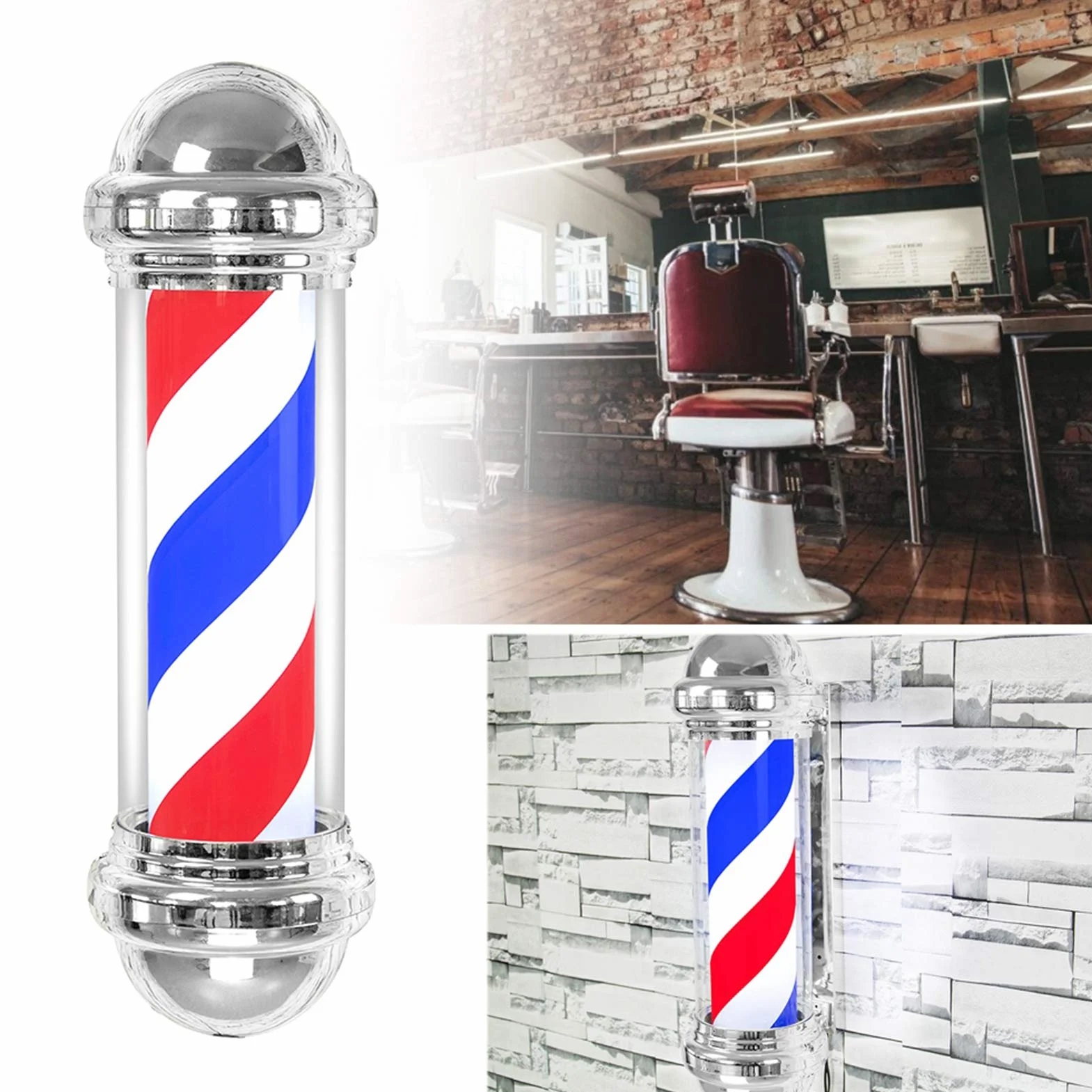 Lampa salonowa fryzjerska, obrotowe paski do salonu fryzjerskiego Open Barber Shop Pole światło LED do Barbershop