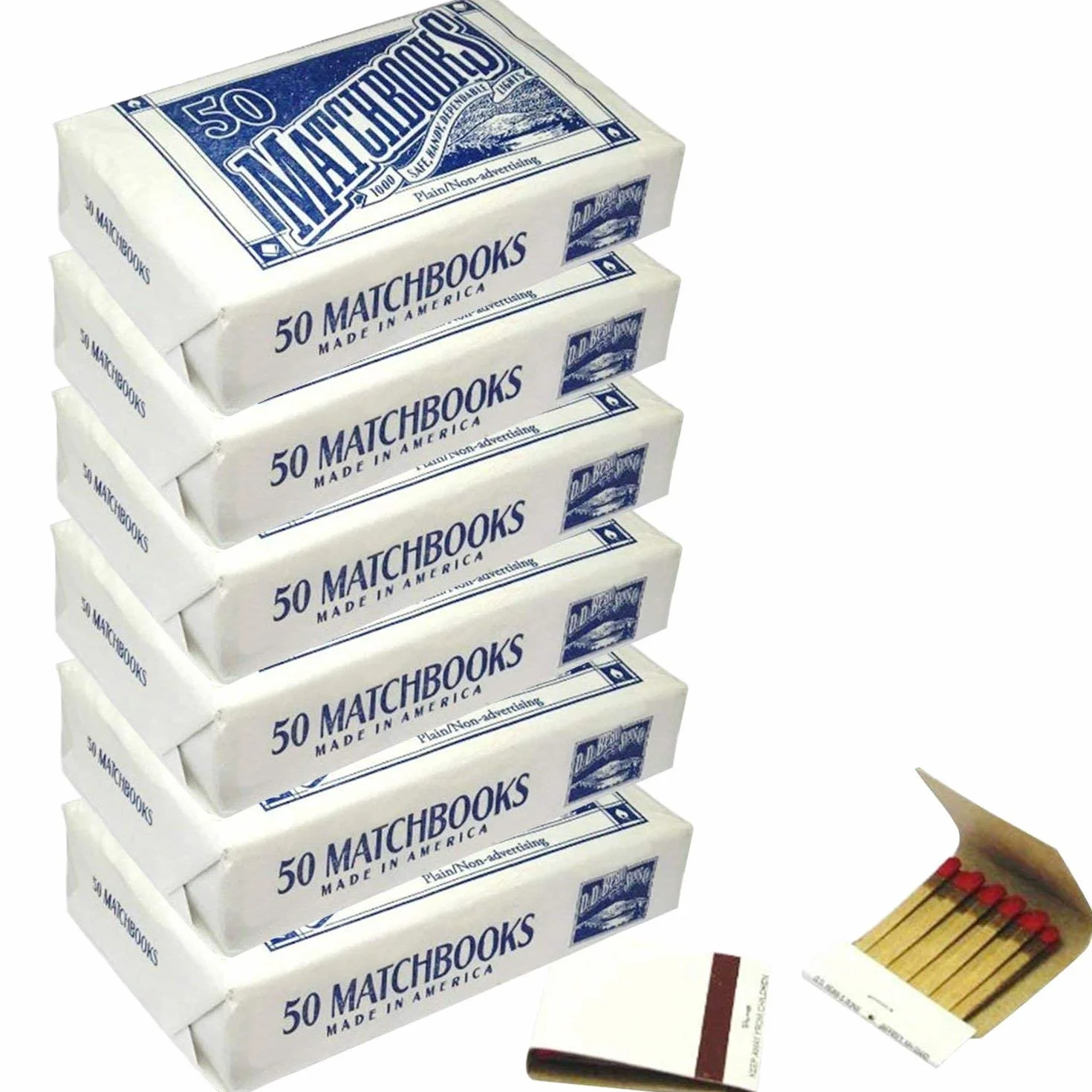 D.D. Bean & Sons Białe 300 zapałek, urodziny ślubne hurtowo, wyprodukowano w Ameryce, opakowanie 6 szt.