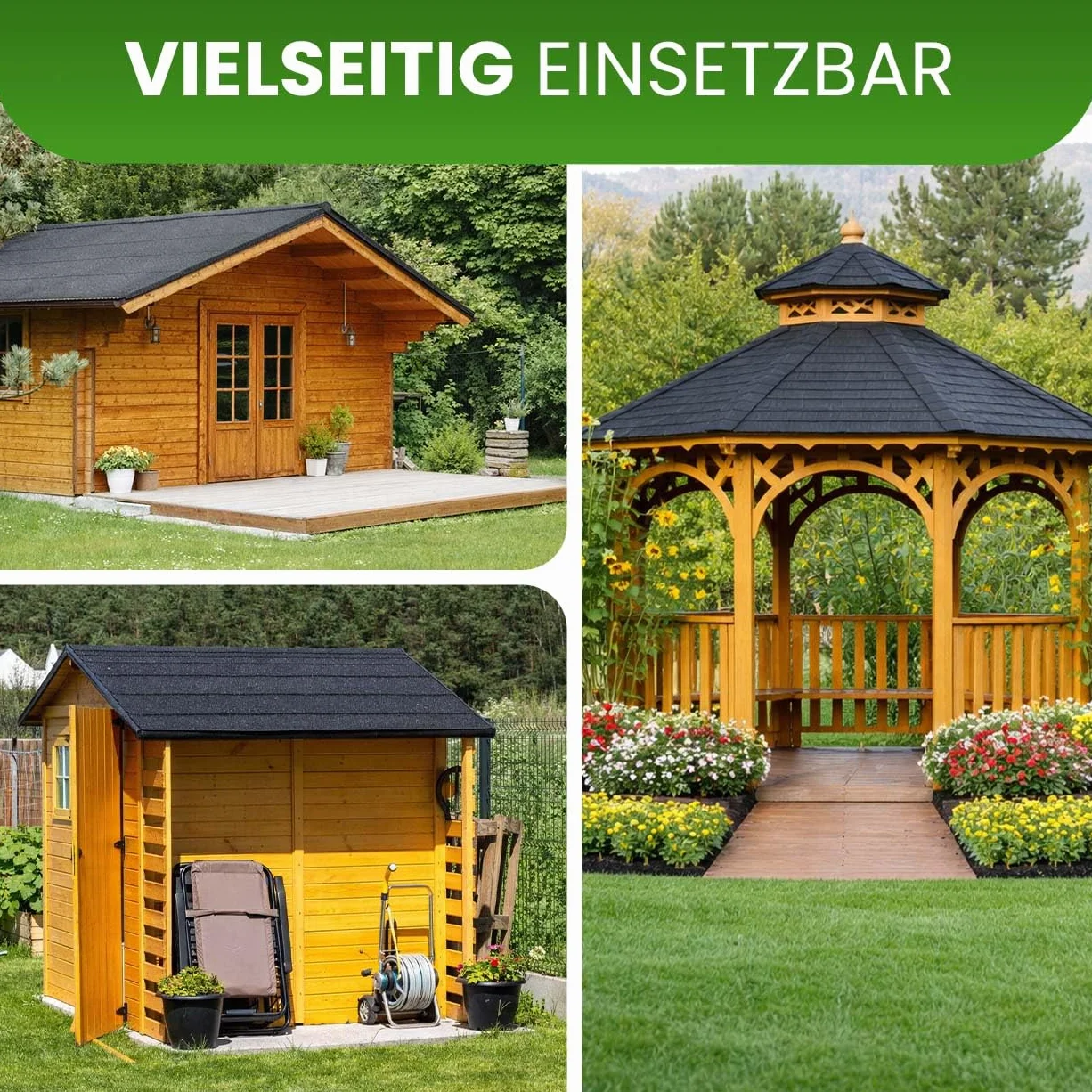 Gartenpirat Samoprzylepna papa dachowa czarna 2,5 m² (0,5 x 5 m) KSK Folia bitumiczna do altanki ogrodowej, wiaty garażowej, pawilonu ogrodowego i szopy na narzędzia