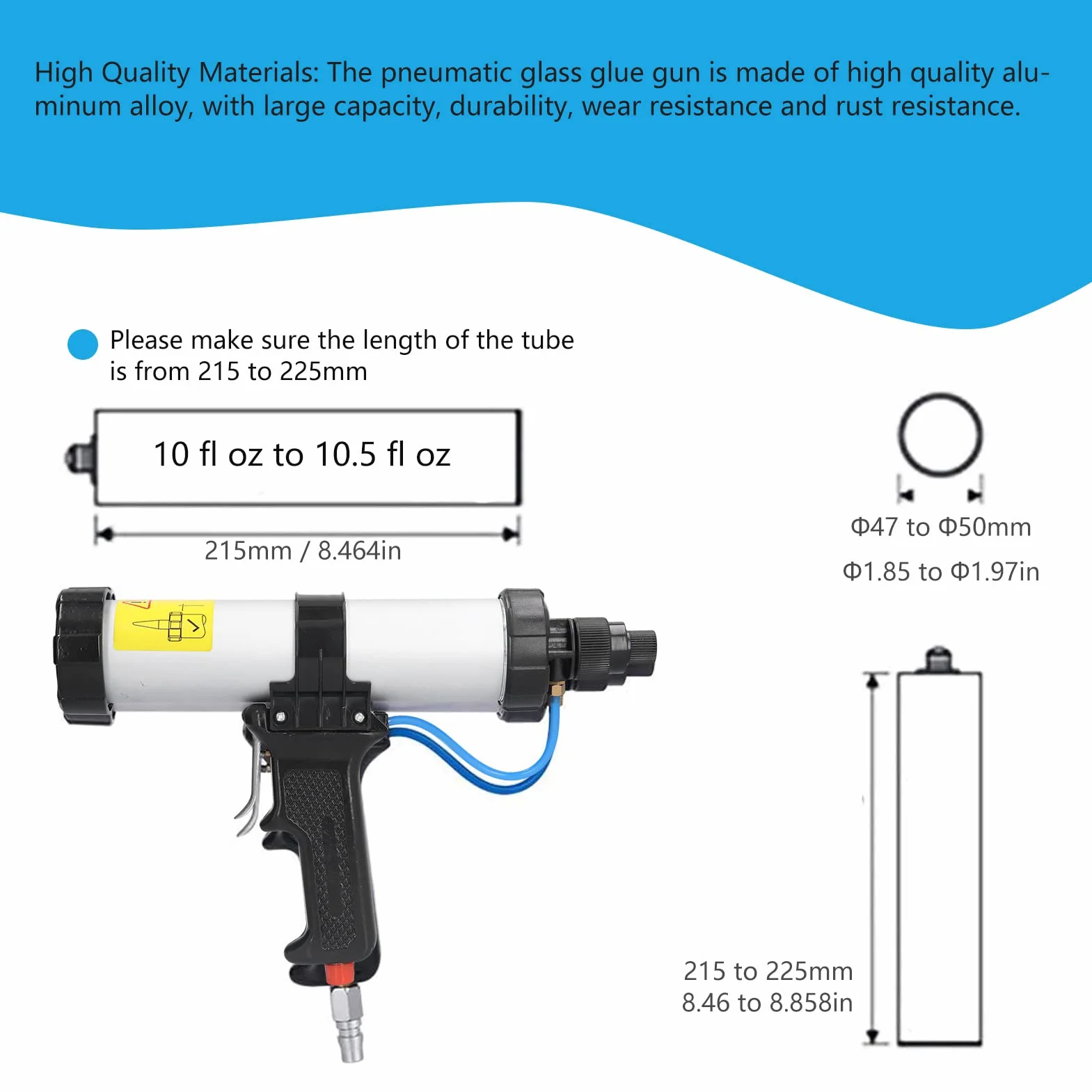 Pneumatyczny Pistolet do Uszczelniania, 2 szt. Zasilany Powietrzem Pistolet do Uszczelniania Kiełbasa Pistolet do Klejenia Silikonowego Pistolet do Kleju do Szkła Pistolet do