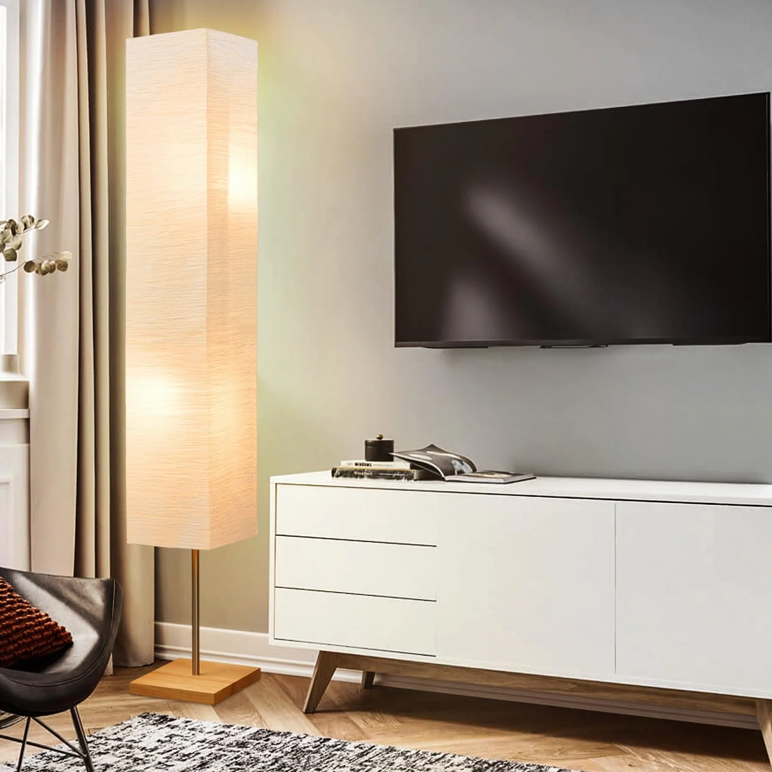 GyroVu Lampa podłogowa 65" do salonu, 3-stopniowa lampa podłogowa LED z regulacją jasności, lampa podłogowa narożna, nowoczesna lampa podłogowa do sypialni, biura i salonu (żarówki w zestawie)