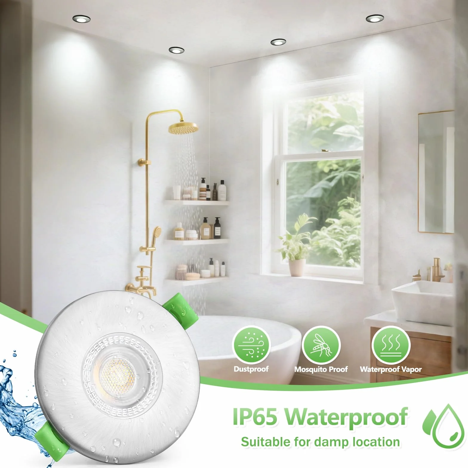 YindaLux Reflektor LED wpuszczany 7 W 700 lm IP65 reflektor łazienkowy, ciepła biel 2700K neutralna biel 4000 K zimna biel 6000 K regulowany, otwór Φ60-75 mm, AC220-240V, zestaw 10 sztuk, nikiel