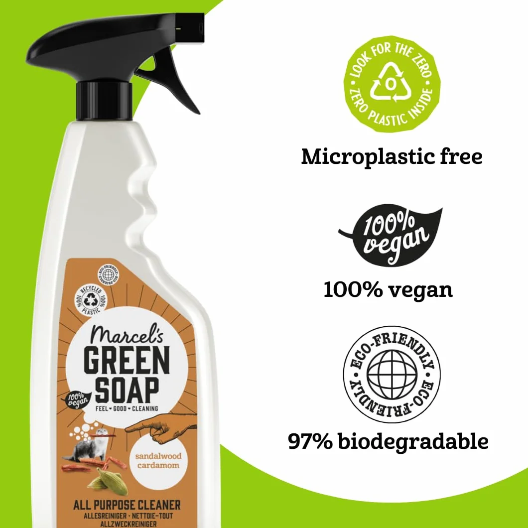 Marcel's Green Soap - Uniwersalny spray z drzewa sandałowego i kardamonu - Spray czyszczący - 100% przyjazny dla środowiska - 100% wegański - 97% biodegradowalny - 500 ml