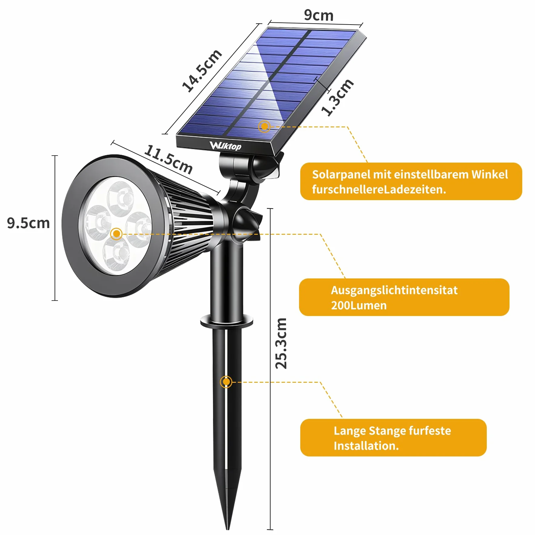 Reflektor solarny LED do zewnątrz, lampa solarna Landscape (2 x ciepła biel) wersja 3, super jasna, zasilana energią słoneczną; wodoszczelna do ogródka