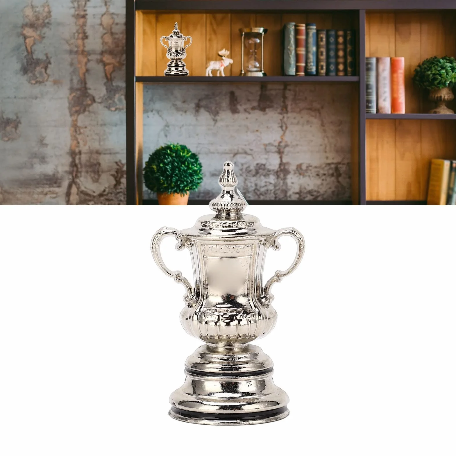 Trofea z Nagrodami, Wysoka Symulacja Metalowych Trofeów Piłkarskich Ozdoby Decor Mini Gra w piłkę nożną Puchar Trofeum Model na stół, Stolik Nocny, Półka na Książki, Salon
