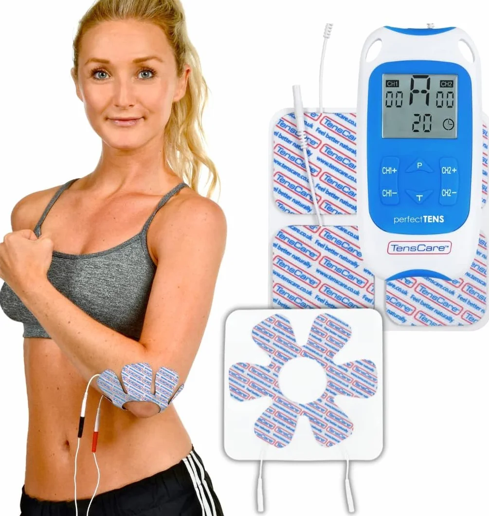 TensCare Perfect TENS - sprawdzone klinicznie urządzenie TENS łagodzące ból pleców, bioder, nóg, ramion, artretyzmu i rwy kulszowej + elektrody stawowe E-SF150