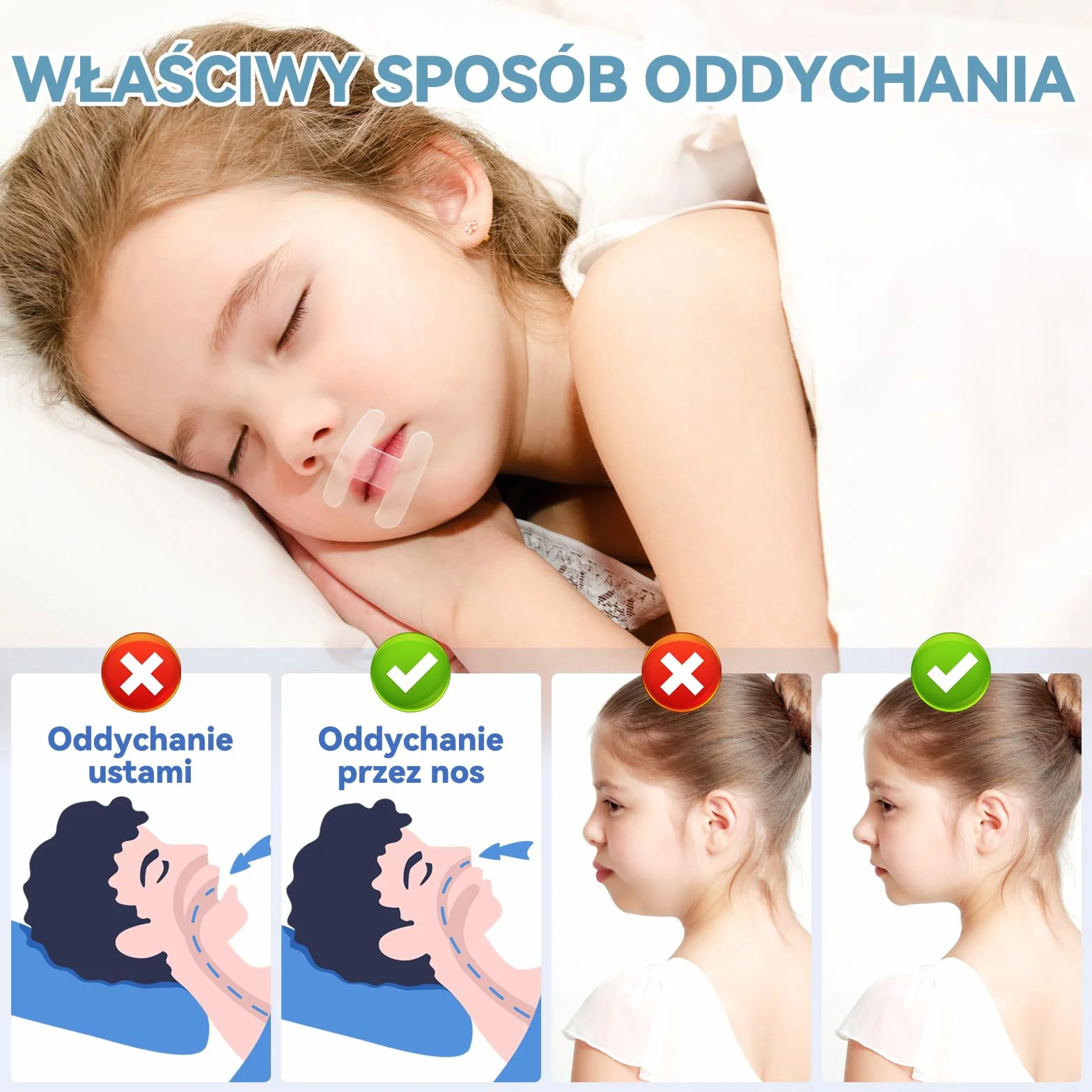Taśma do ust do spania 120Pcs, zaawansowane delikatne paski na chrapanie i oddychanie przez nos