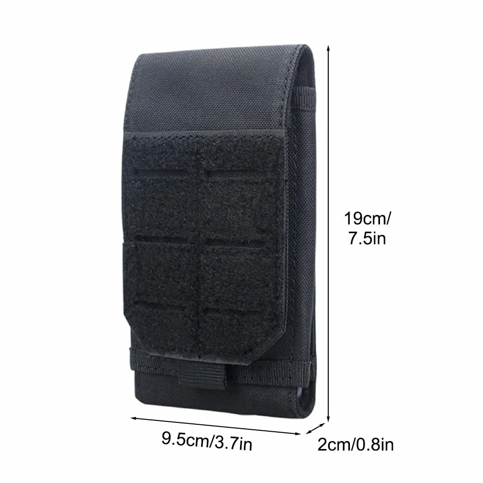Taktyczne etui na telefon, telefon Molle Smartphone Pasek, torba bananowa z gniazdem na karty smartfona 4" do 7", czarny
