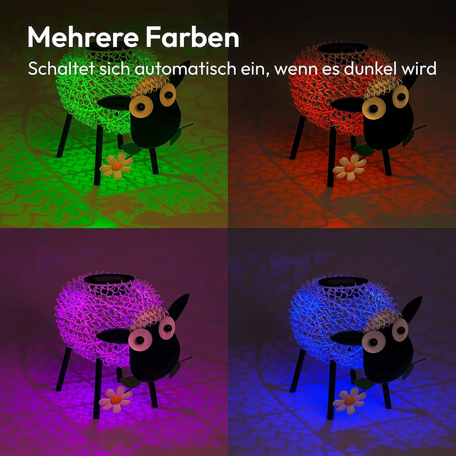 Lampy solarne zewnętrzne Gadgy owce dekoracje ogrodowe metalowe z efektem cienia