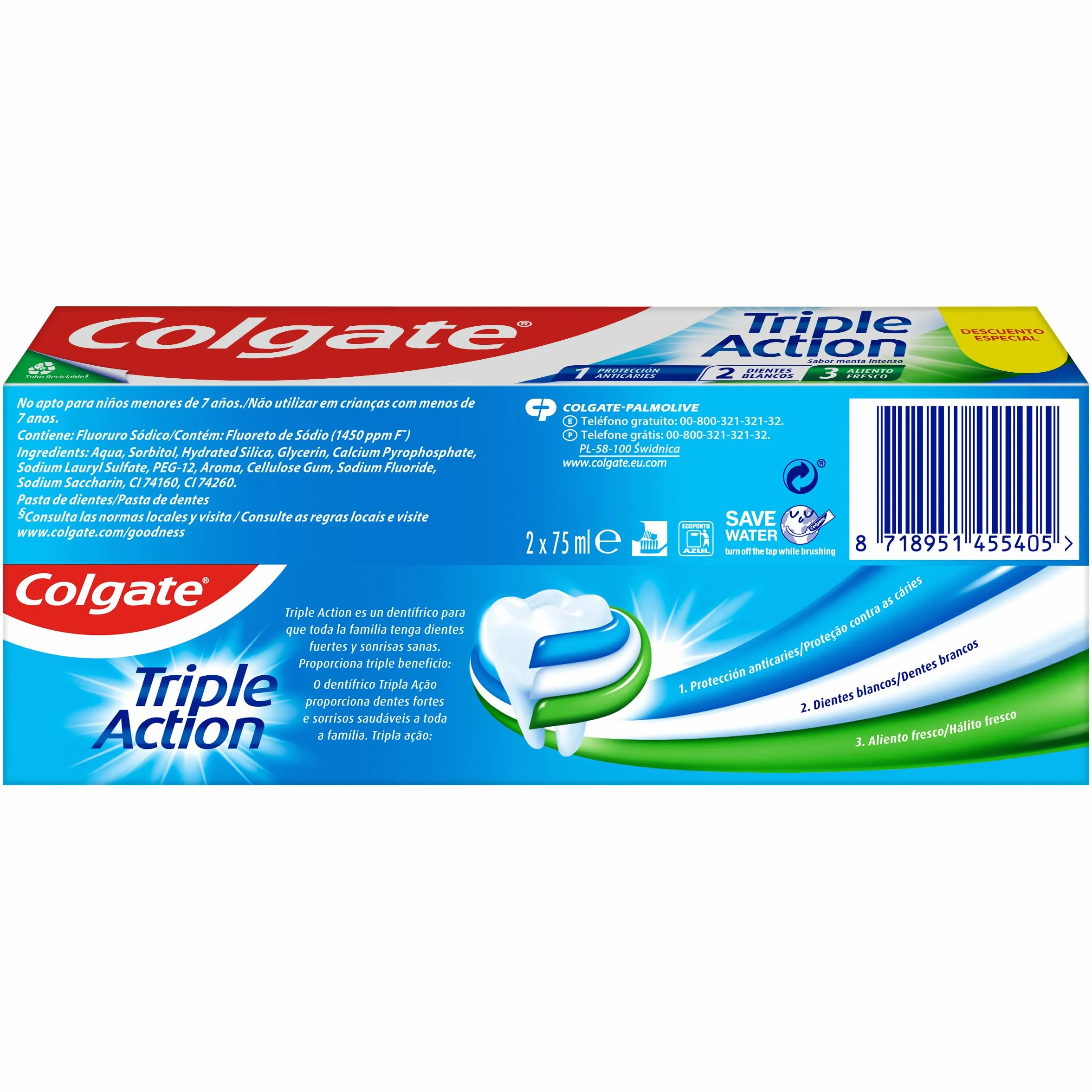 Colgate Triple Action Pasta do Zębów, 2 x 75 ml