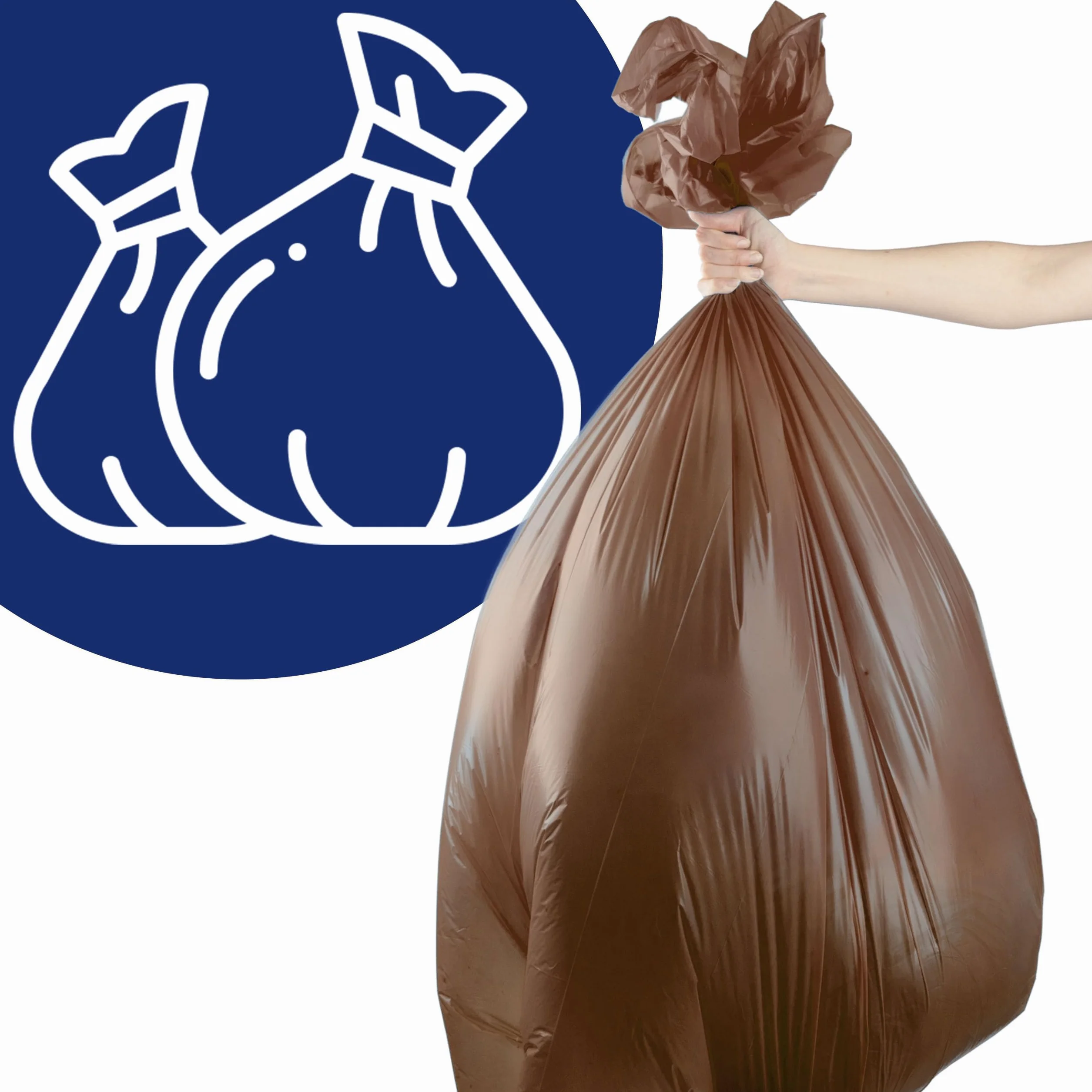 Worki na Śmieci mocne 120l Rolka 10 szt wytrzymałe na Odpady segregacyjne Materiał Ldpe w Rulonie do Pracy, Domu, Garażu Torby neutralizujące zapach brązowe