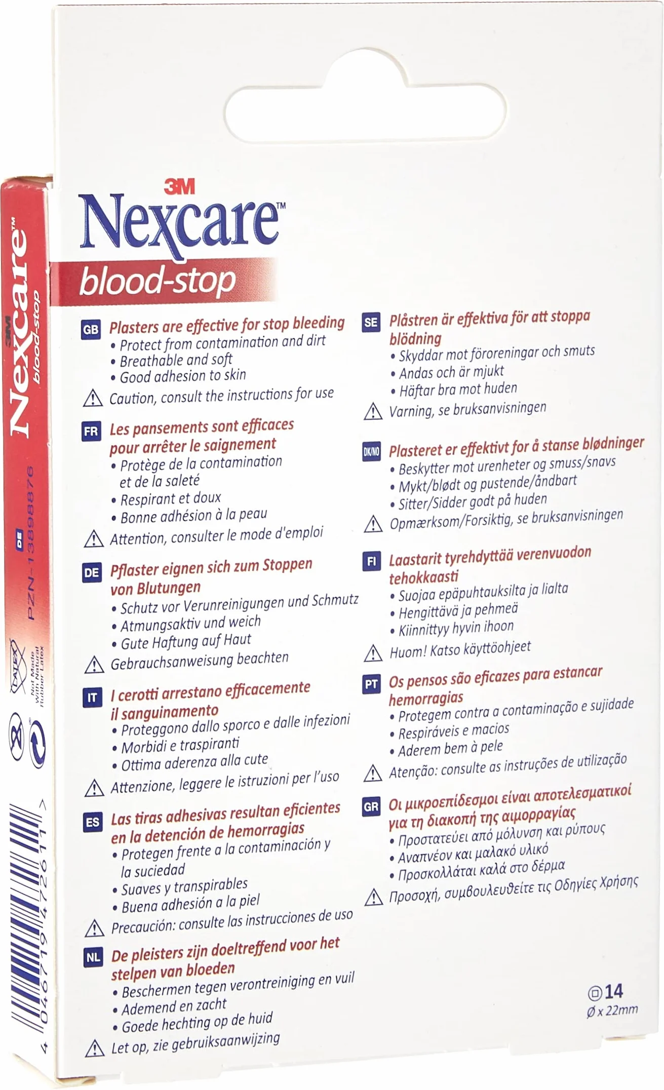 Nexcare Plastry zatrzymujące krwawienie 22 mm 14 sztuk