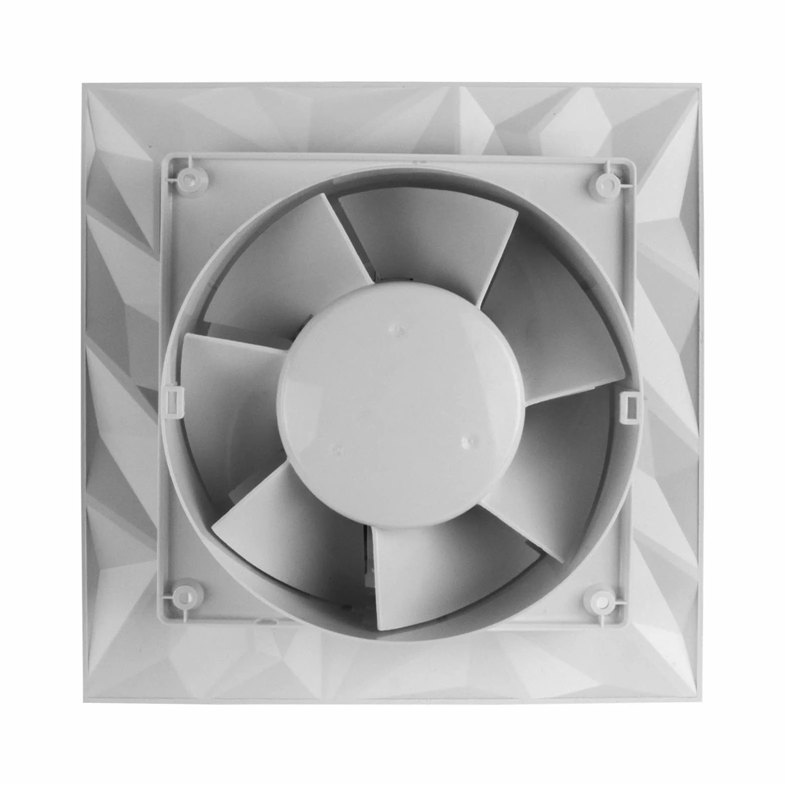 MKK Wentylator łazienkowy, wentylator do pomieszczeń mieszkalnych, panel diamentowy, biały, Ø 125 mm, przełącznik pociągany