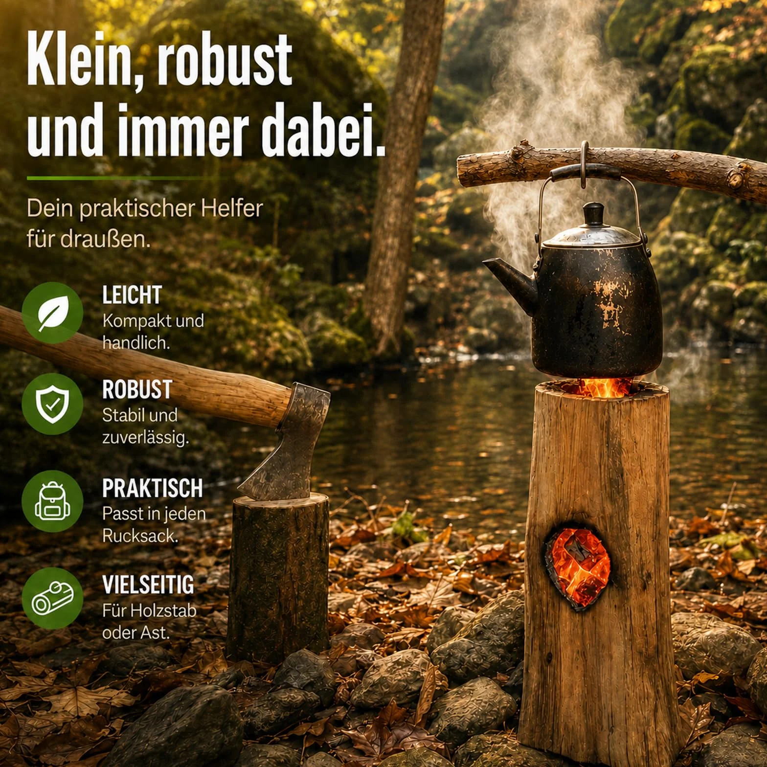 Bushcraft 4-częściowy zestaw wierteł ręcznych do drewna z drewnianym drążkiem, do obróbki drewna, do survivalu na świeżym powietrzu, na kemping, do pracy