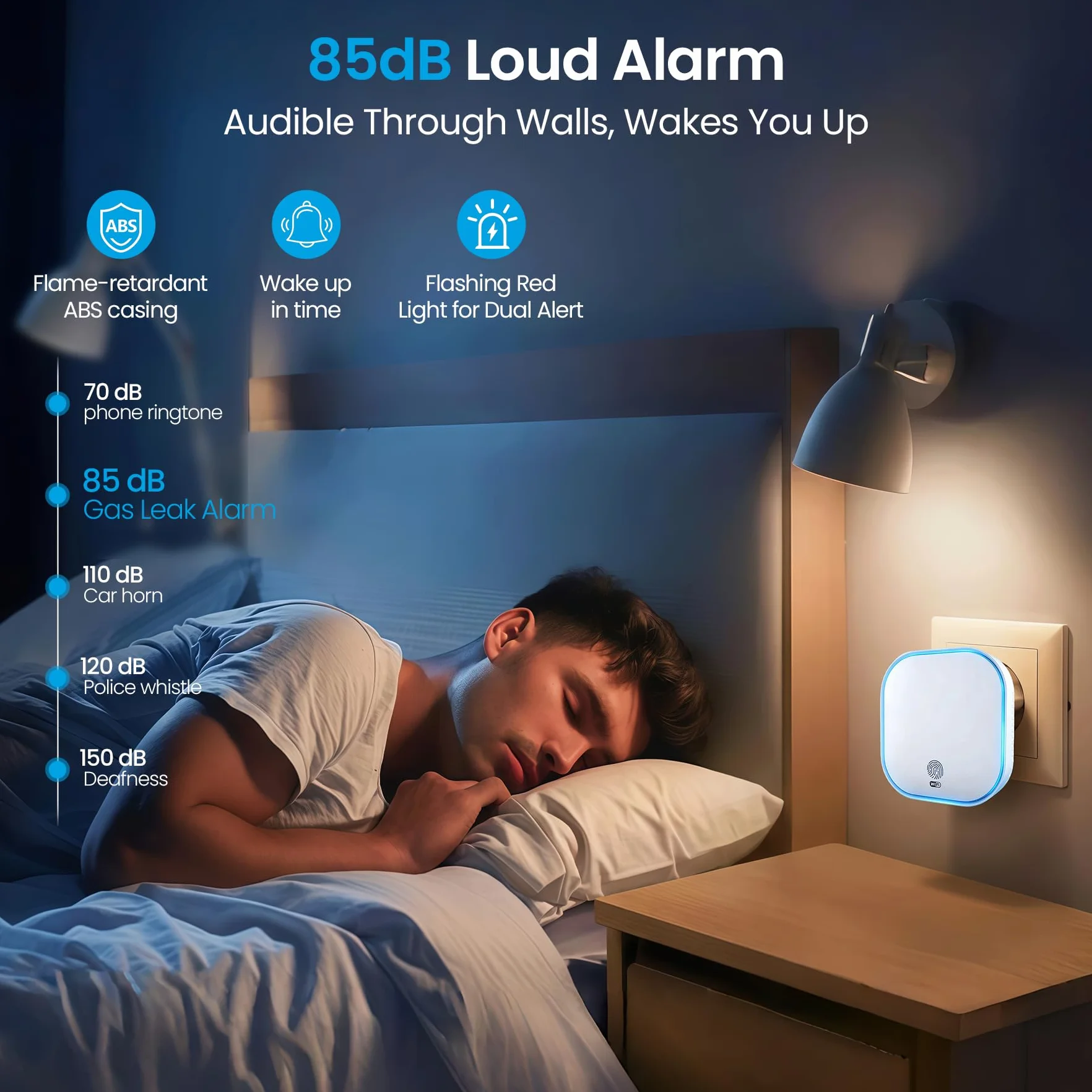 BoundlessBrothers Detektor gazu WiFi, alarm kuchenny 50194, kompatybilny Tuya Smart 2,4 GHz, czujnik wycieku gazu naturalnego, metan, propan, butan, LPG