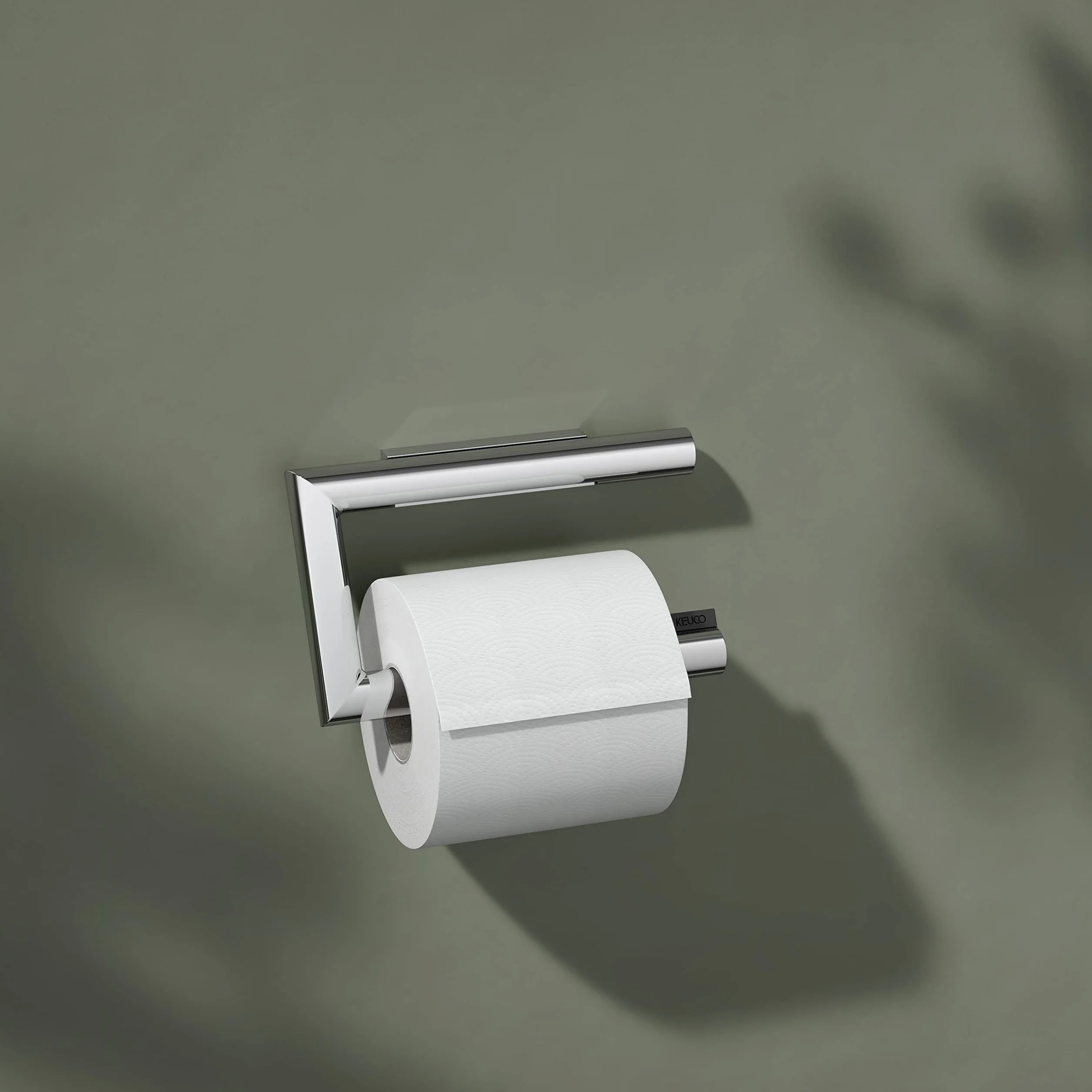 KEUCO REVA Uchwyt na papier toaletowy, kształt otwarty, metal chromowany, Made in Germany, obrotowy, ze śrubami i kołkami, uchwyt na papier toaletowy do wiercenia