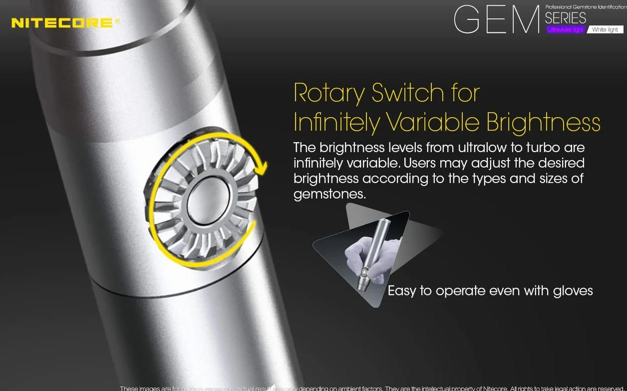 NITECORE GEM10UV Latarka identyfikacyjna z kamieniami ultrafioletowymi LED, czarna