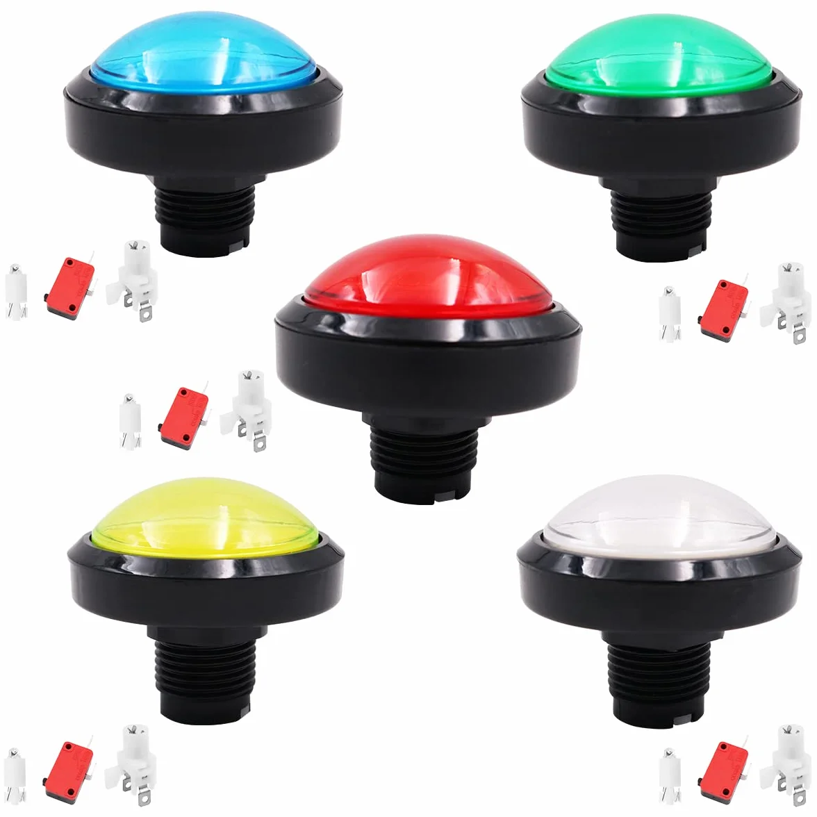 5 szt. 12 V LED podświetlane przyciski gigantyczny przycisk Enter 5 kolorów duży przycisk do zręcznościowej muzyki DJ tańczącej maszyny - średnica 60 mm
