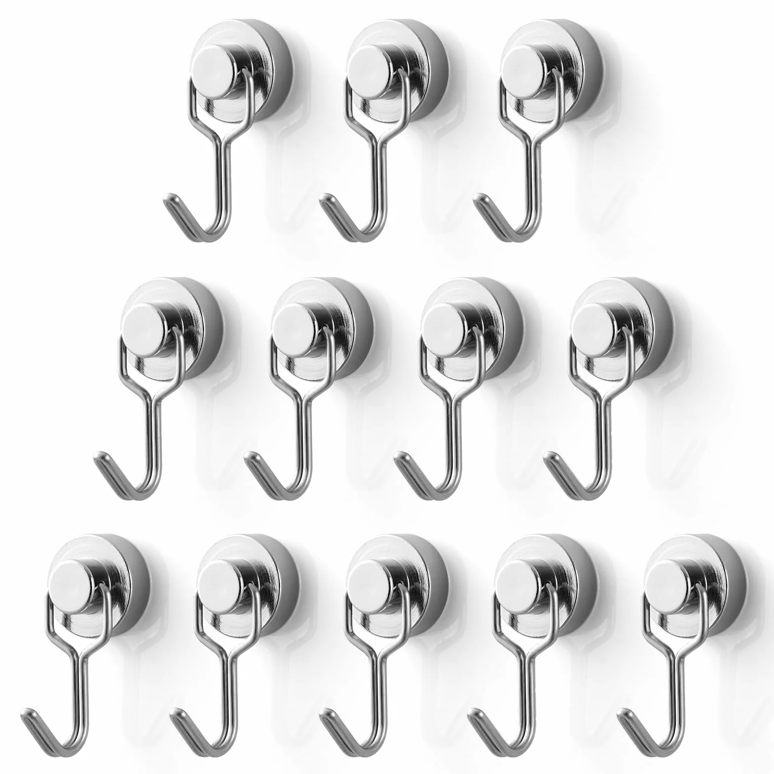 BTLIN Haczyk Magnetyczny Małe, Mocne Neodymowe Magnesy z Mini Haczyki, Nośność do 9 kg, do Kuchni, Lodówki, Biura, Garażu, 12 sztuk