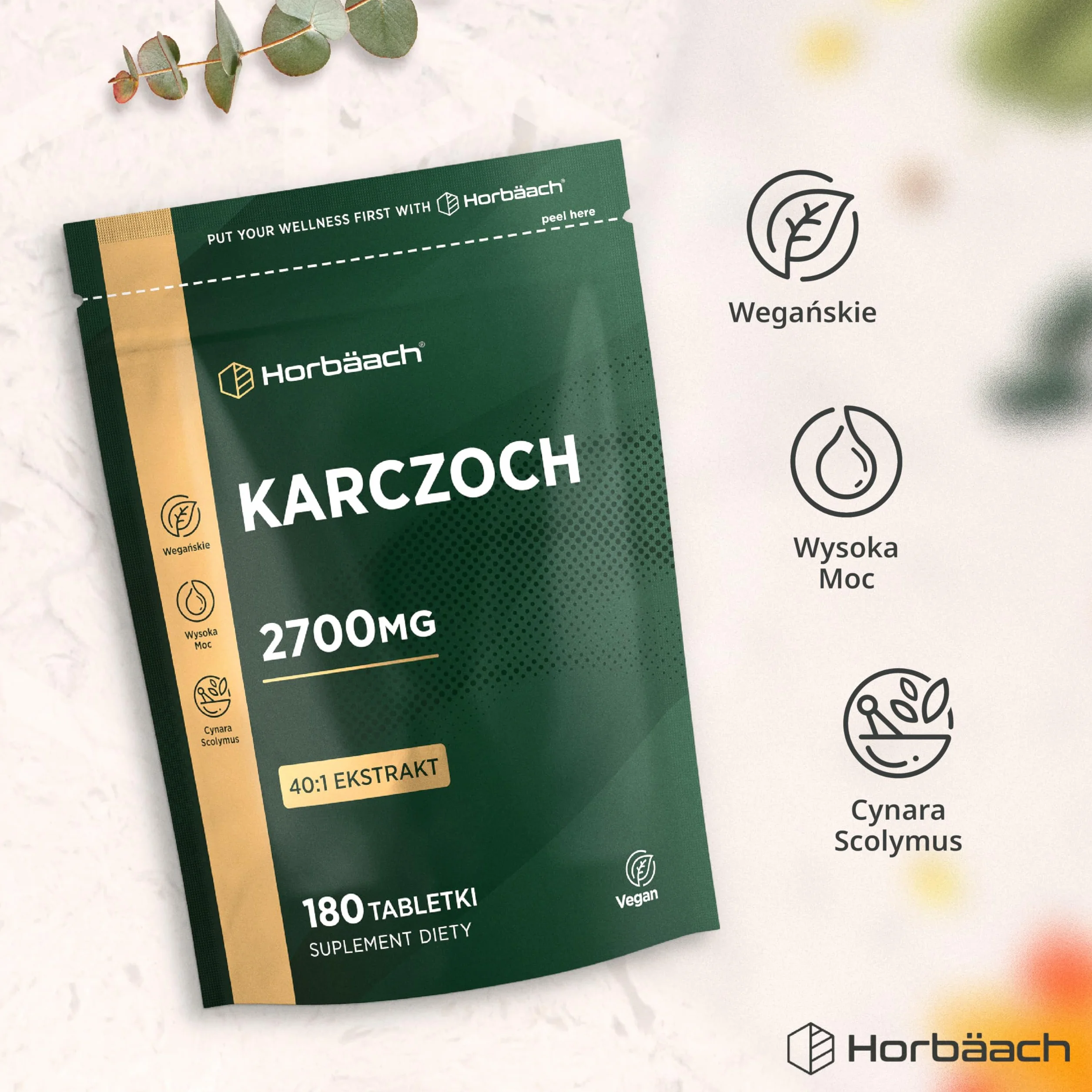 Horbaach Karczoch Tabletki 2700mg 180 Tabletek Wegańskich