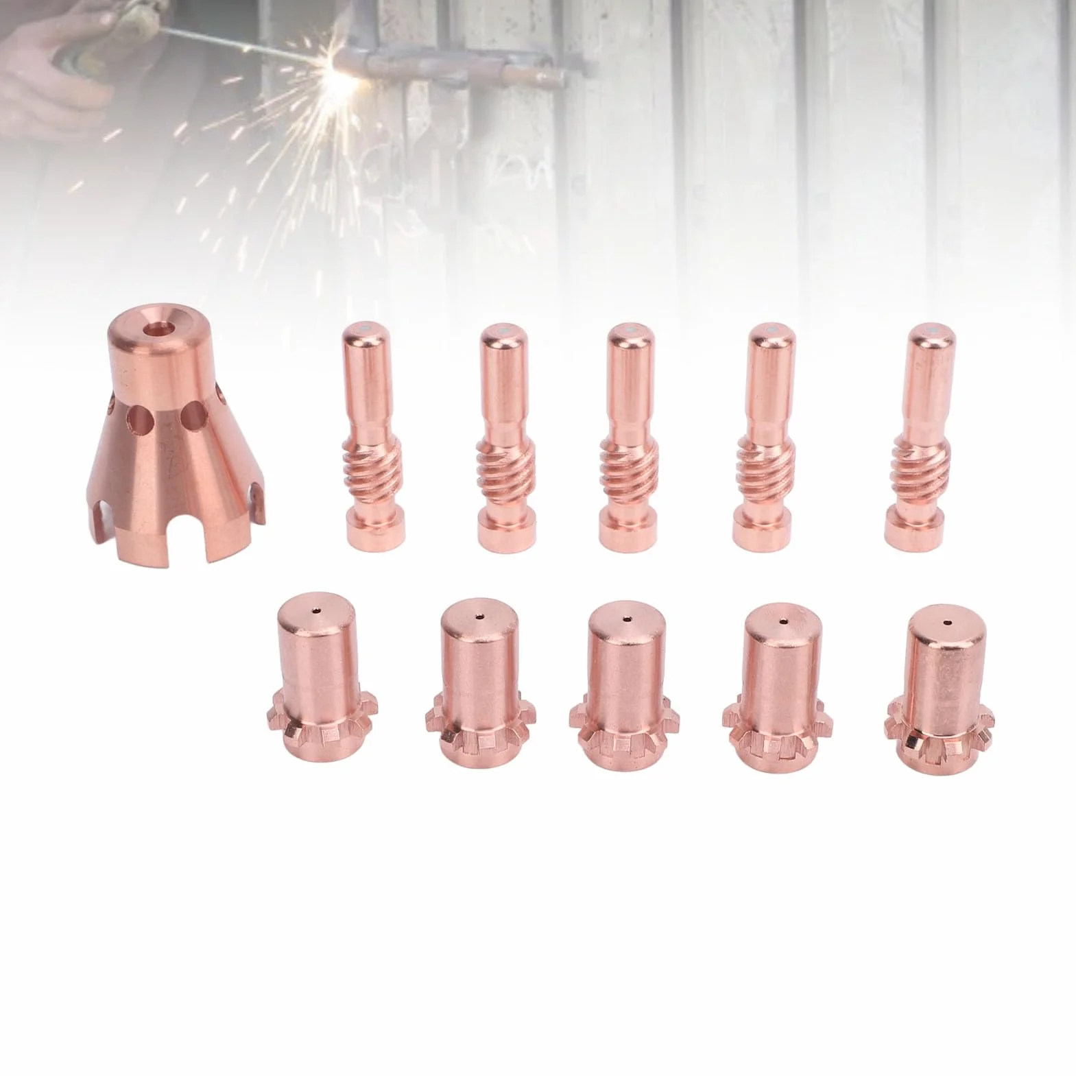 11 PCS Zestaw zestawu spawalniczego Zestaw akcesoriów plazmowych PCT80 Elektrody TIPS Okładki ochronne z skrzynką do przechowywania dla KP2062 3B1 KP2065 1