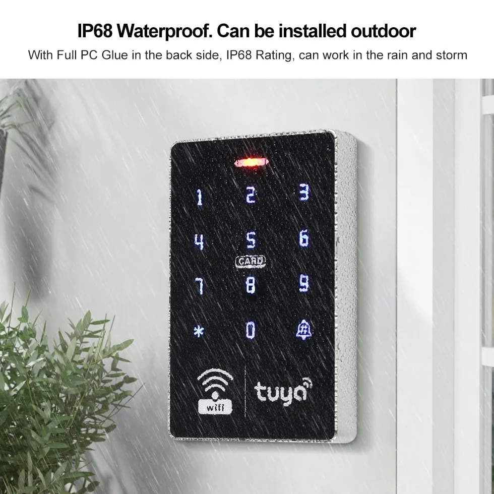 WiFi Tuya klawiatura kontroli dostępu RFID IP68 wodoodporna podwójna częstotliwość 125 kHz / 13,56 MHz dotykowy kontroler dostępu do hasła, inteligentna aplikacja do odblokowywania systemu