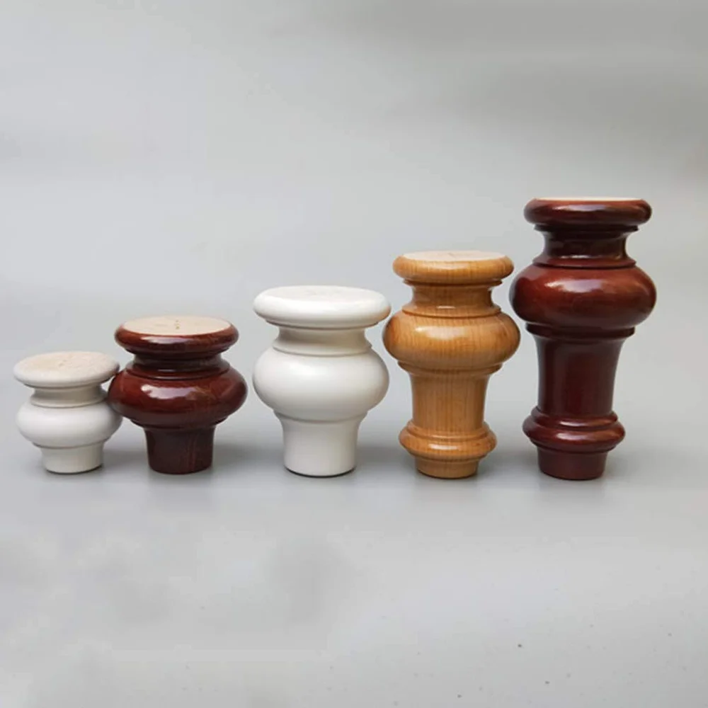Nogi meblowe z litego drewna, tykwa, 4 sztuki, wymienne nóżki do sofy, łóżka, szafki, krzesła, kanapy, biurka 15 cm, kolor mahoń
