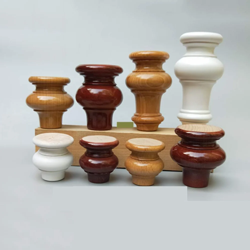 Nogi meblowe z litego drewna, tykwa, 4 sztuki, wymienne nóżki do sofy, łóżka, szafki, krzesła, kanapy, biurka 15 cm, kolor mahoń