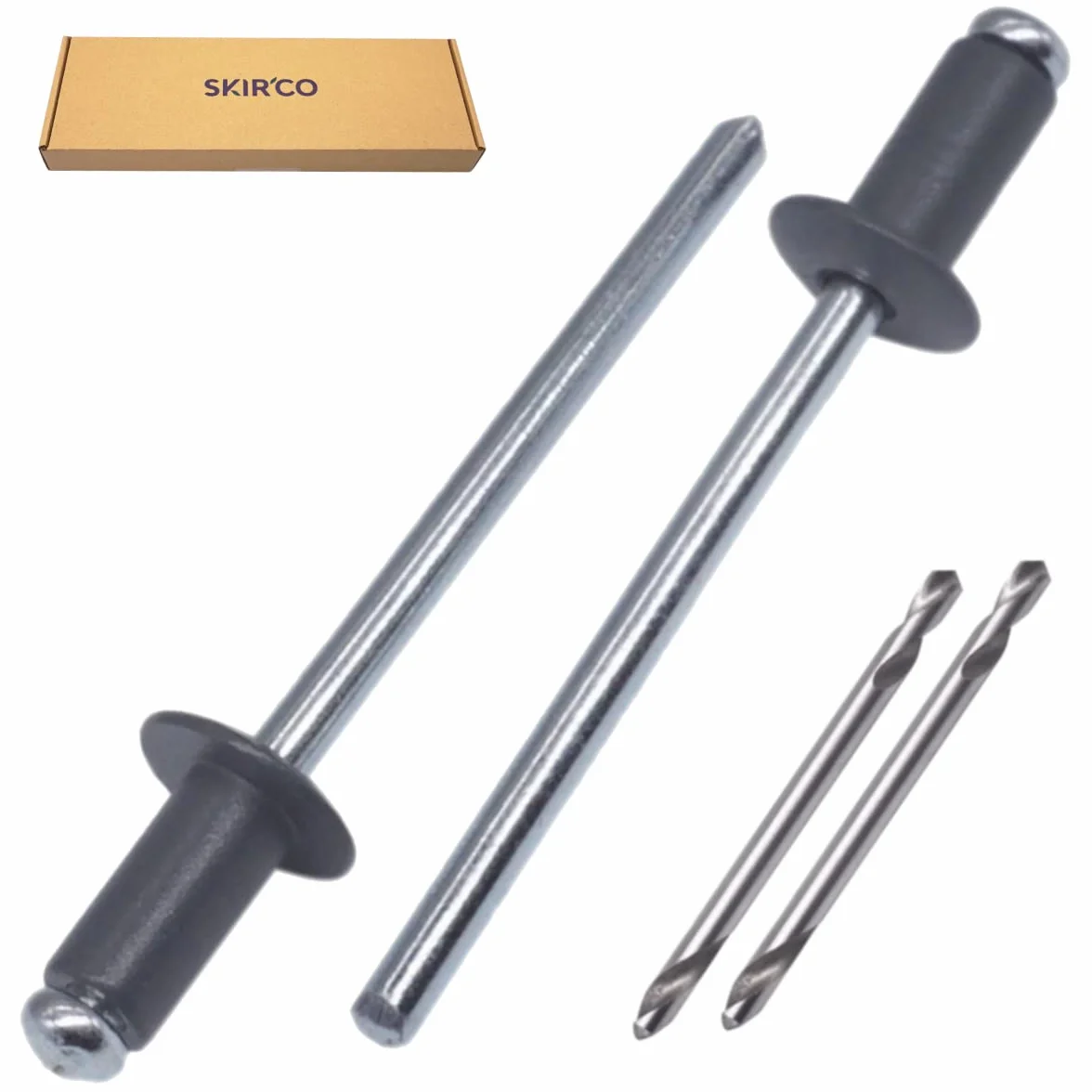 SKIR'CO (800 szt.) Malowane nity zrywalne 3,2 x 12 mm, aluminiowe nity zrywalne, DIN 7337, głowica kopułowa, stalowy trzpień, nity pop (antracyt szary RAL 7016)