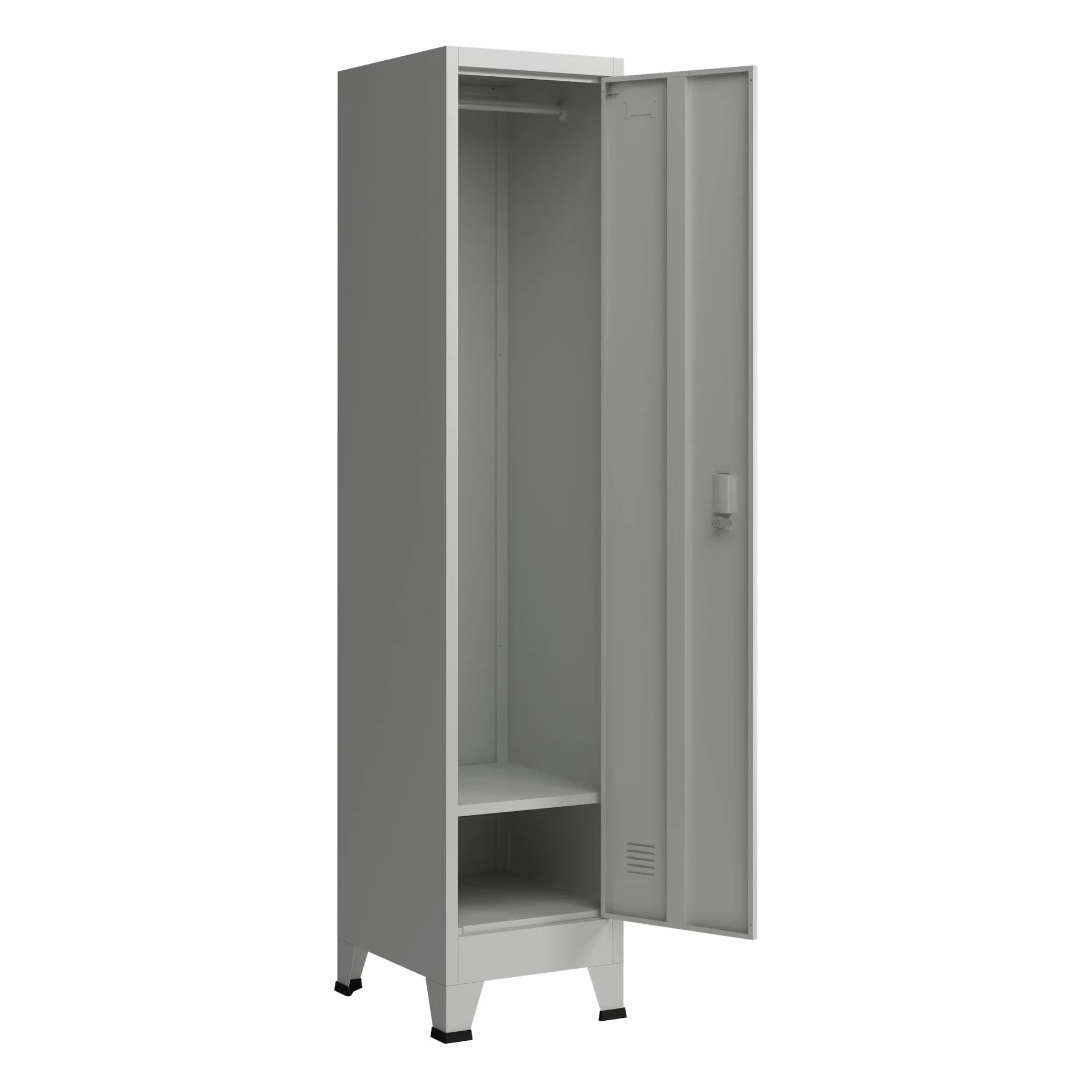 [en.casa] Joroinen metalowa szafka wielofunkcyjna z 1 drzwiami, uniwersalna szafka 180 x 38 x 45 cm, zamykana, stalowa szafka, do przechowywania, szara