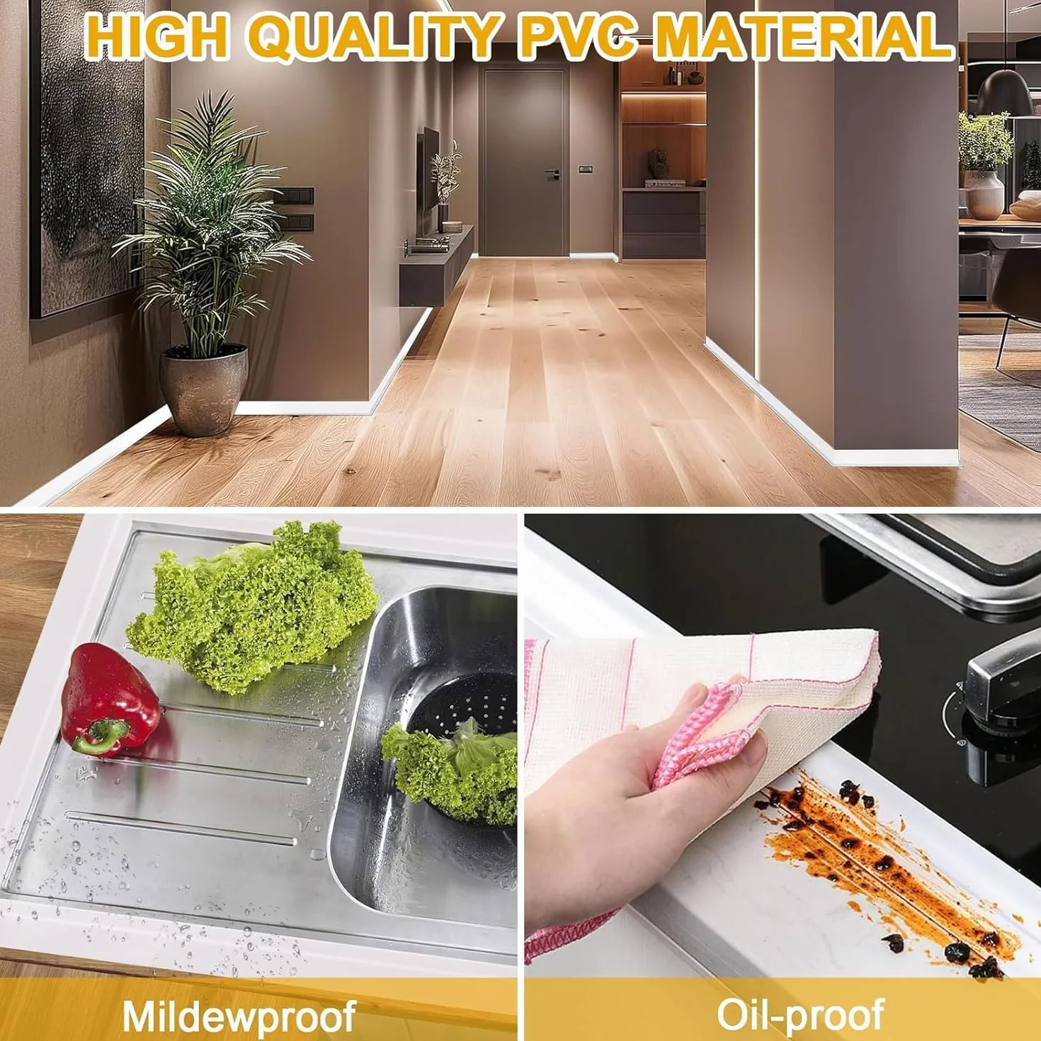 Listwa przypodłogowa PCW 60 mm x 20 mm x 5 m samoprzylepna biała